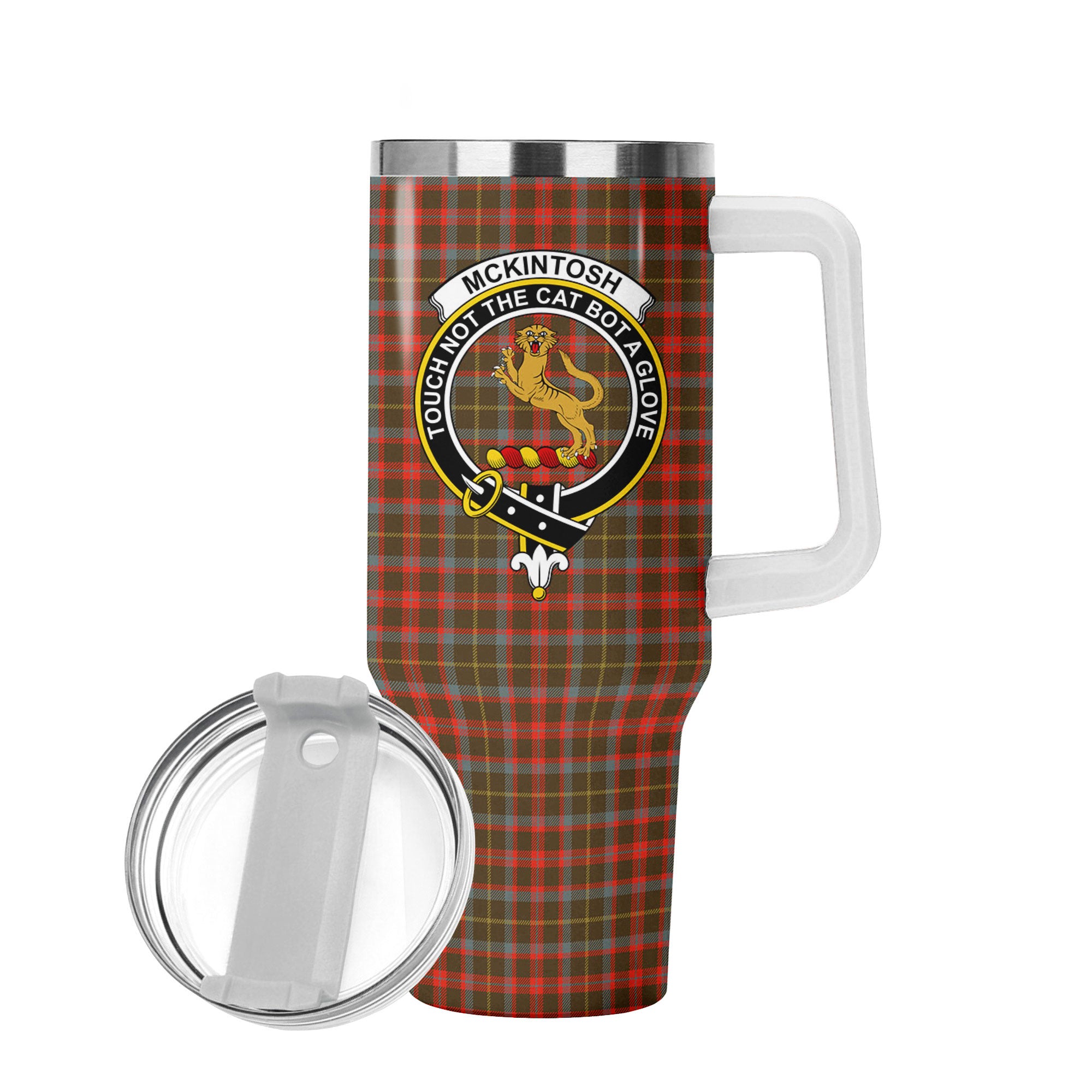 McKintosh Hunting Weathered Tartan Crest 40 oz Insulated Tumbler with Handle