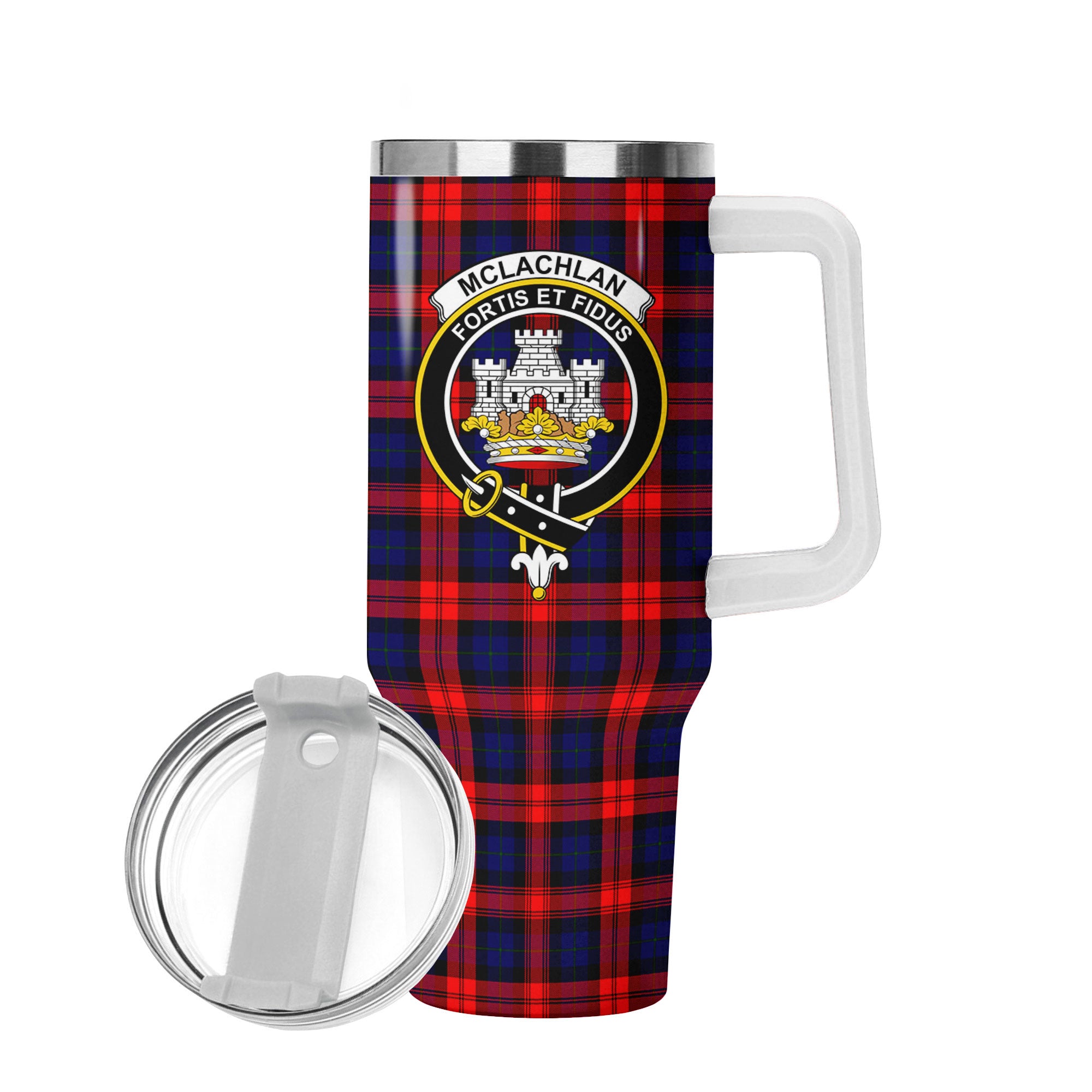 McLachlan Modern Tartan Crest 40 oz Insulated Tumbler with Handle