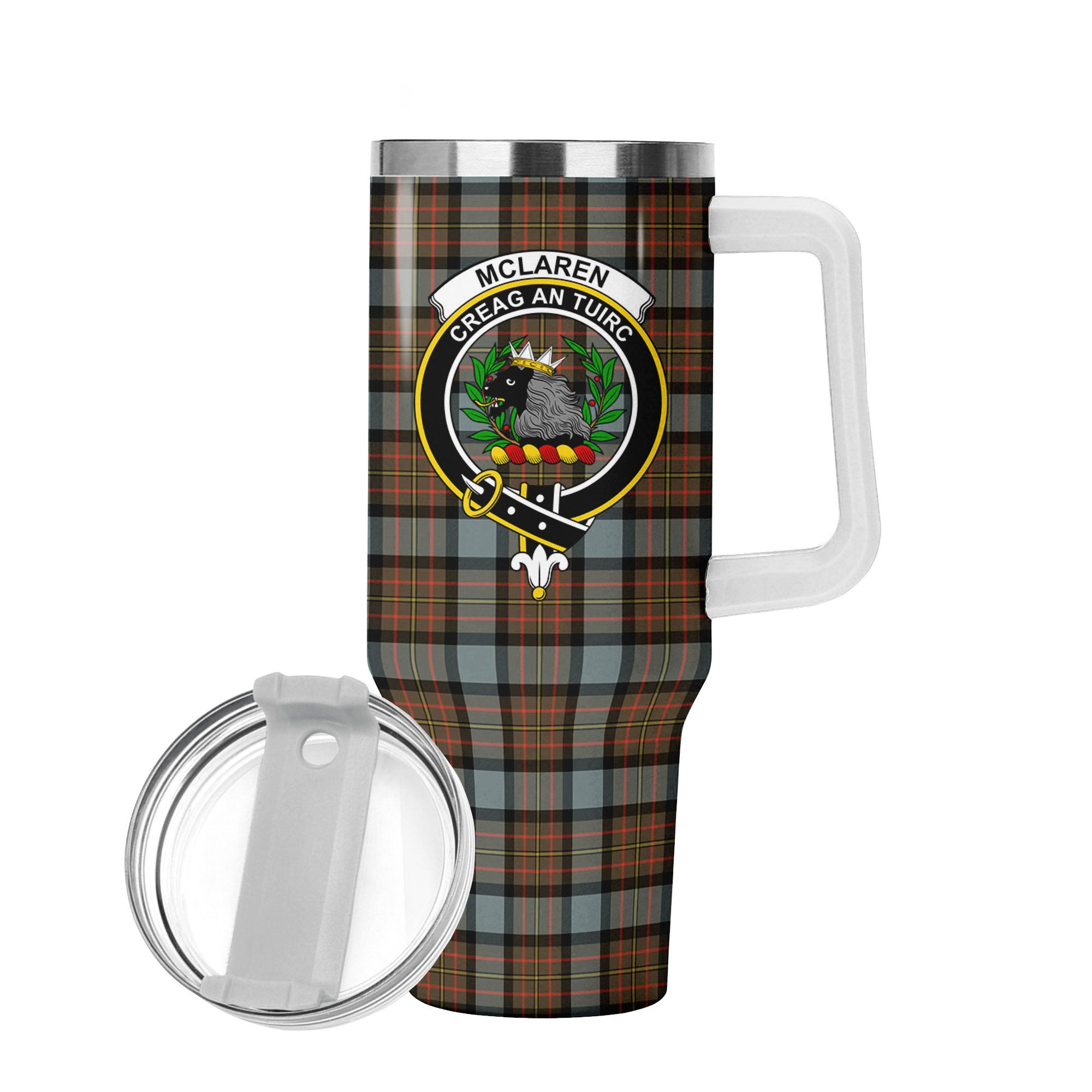 McLaren Weathered Tartan Crest 40 oz Insulated Tumbler with Handle