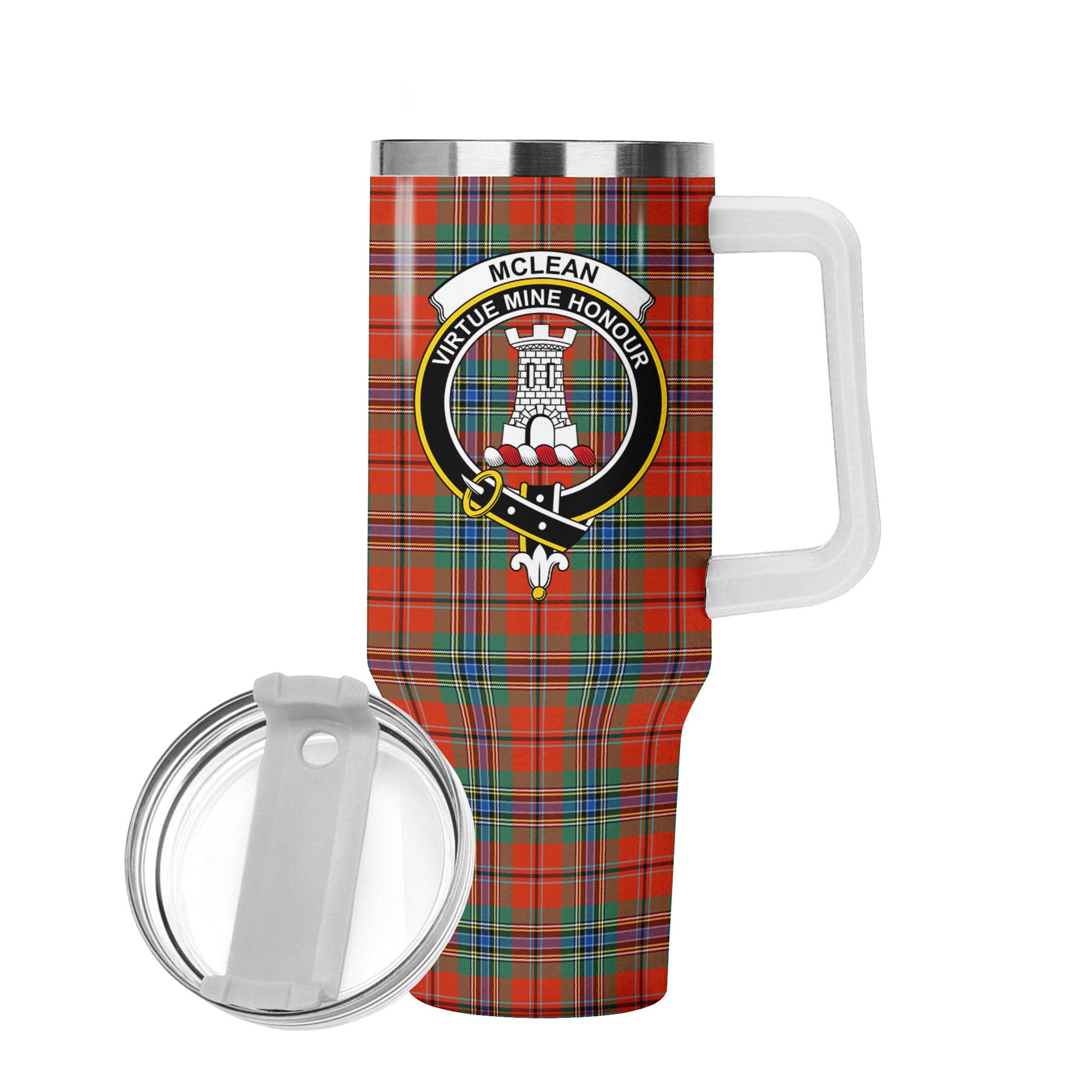 McLean of Duart Ancient Tartan Crest 40 oz Insulated Tumbler with Handle