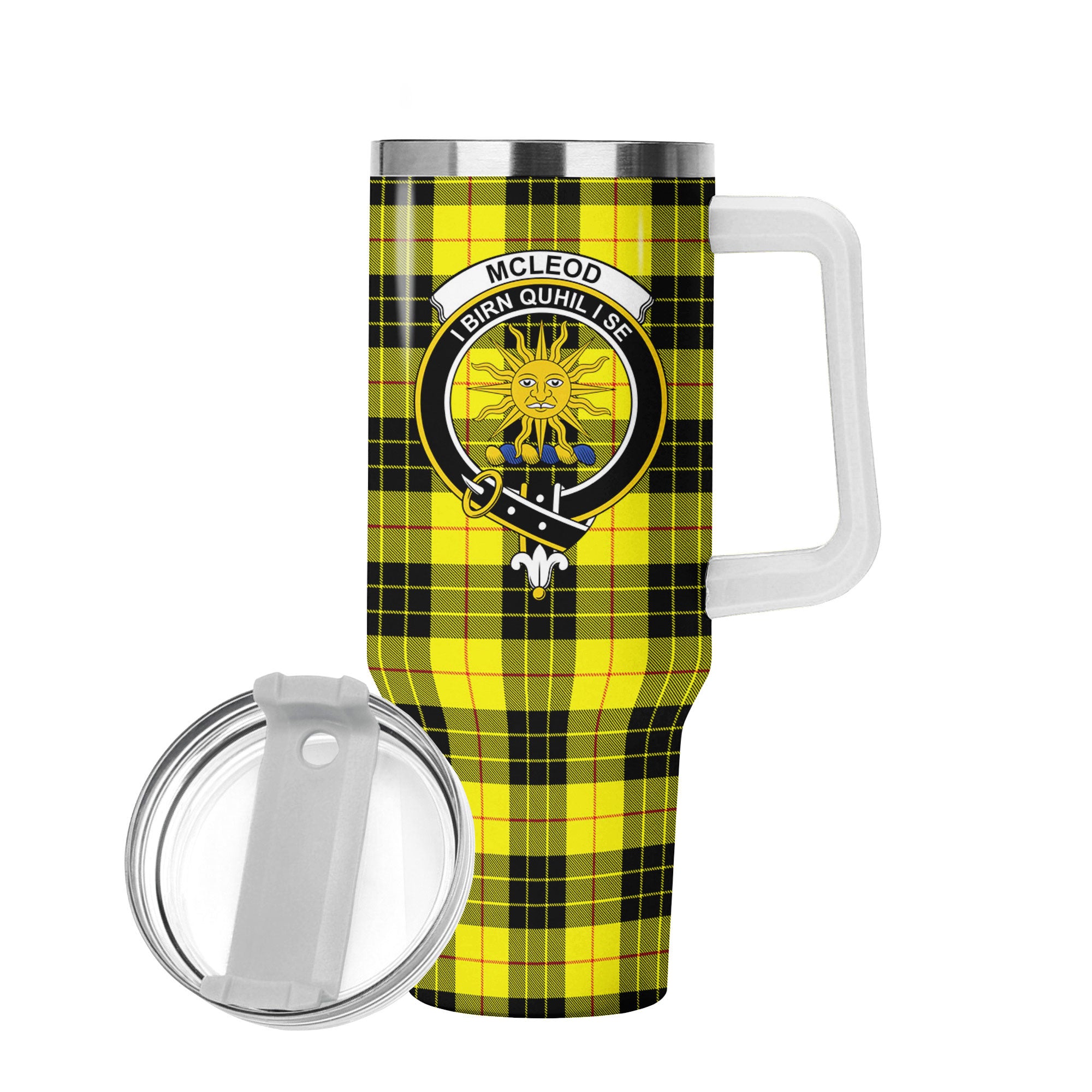 McLeod of Lewis Modern Tartan Crest 40 oz Insulated Tumbler with Handle