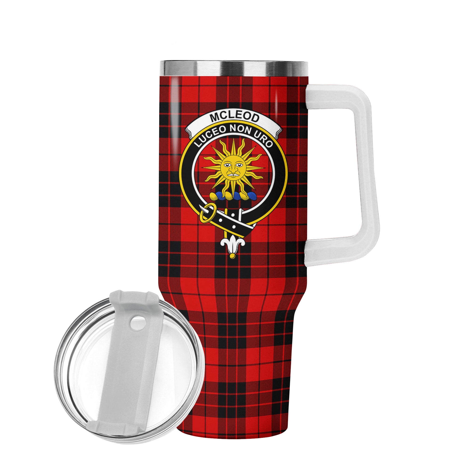 McLeod of Raasay Tartan Crest 40 oz Insulated Tumbler with Handle
