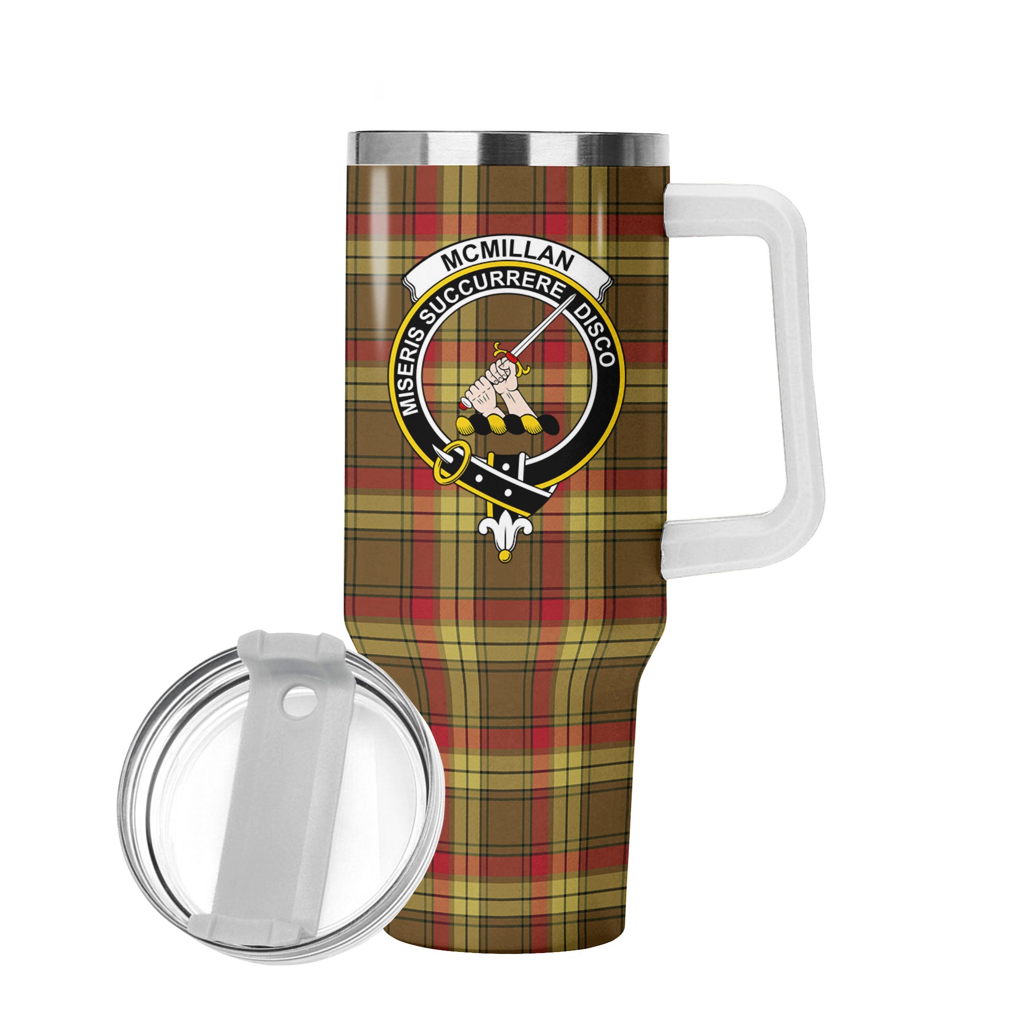 McMillan Old Weathered Tartan Crest 40 oz Insulated Tumbler with Handle