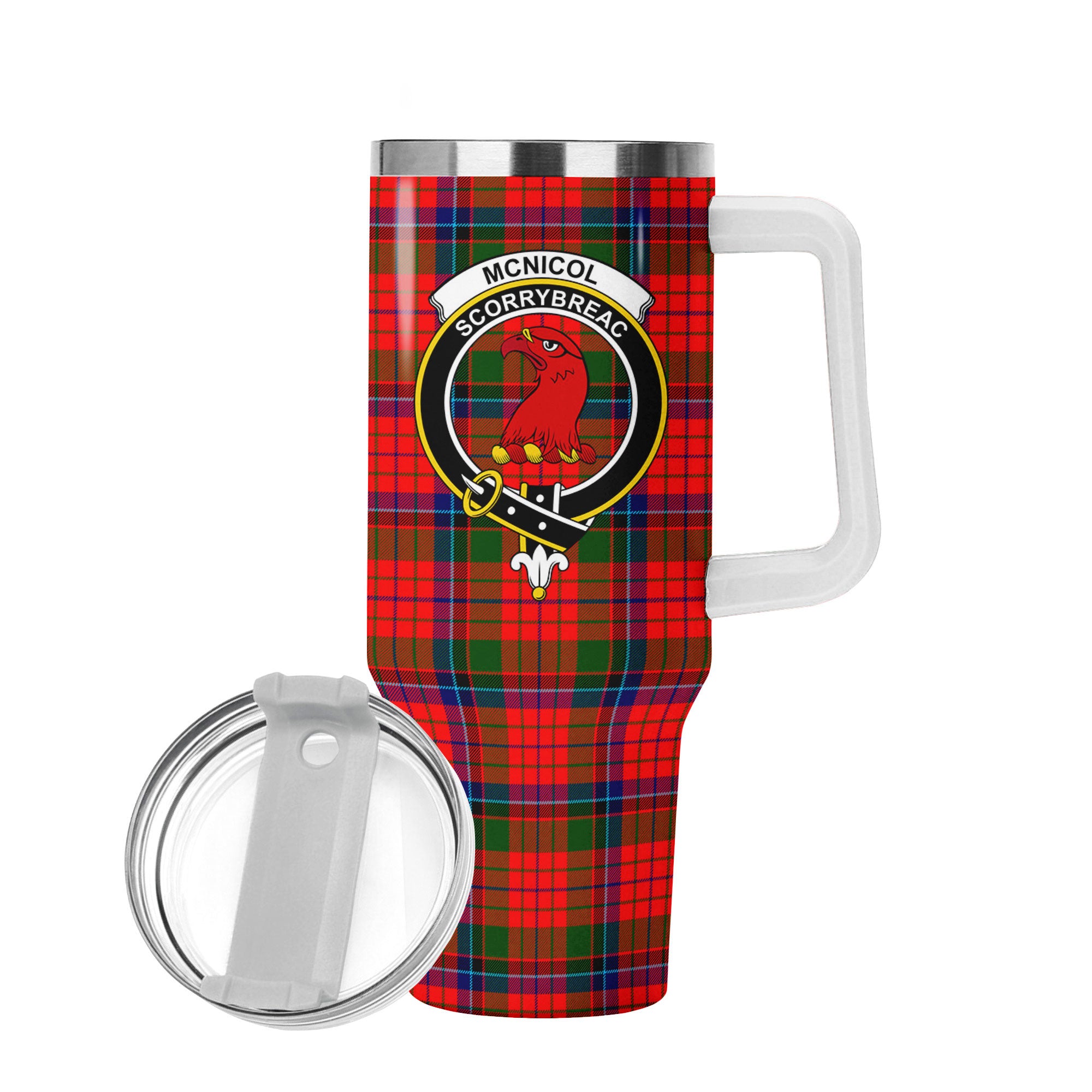 McNicol (of Scorrybreac) Tartan Crest 40 oz Insulated Tumbler with Handle