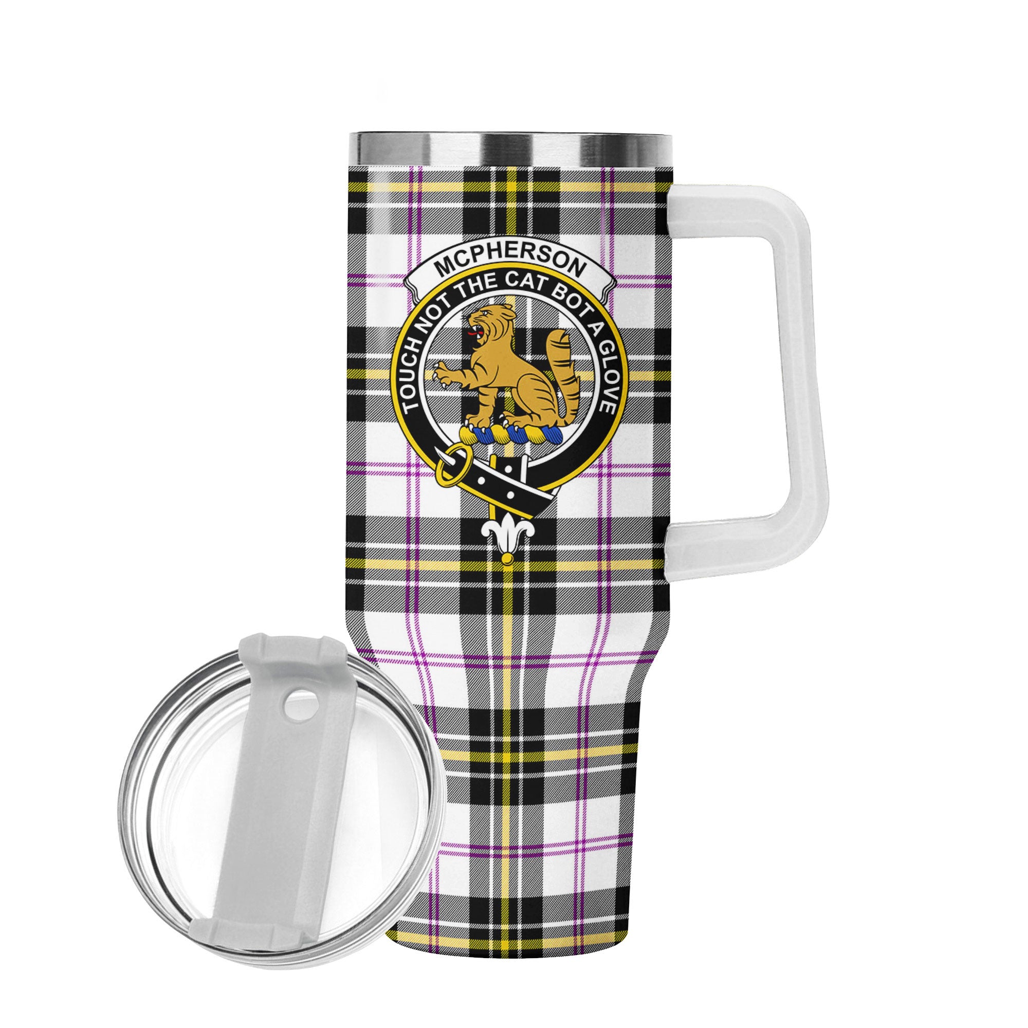 McPherson Dress Modern Tartan Crest 40 oz Insulated Tumbler with Handle