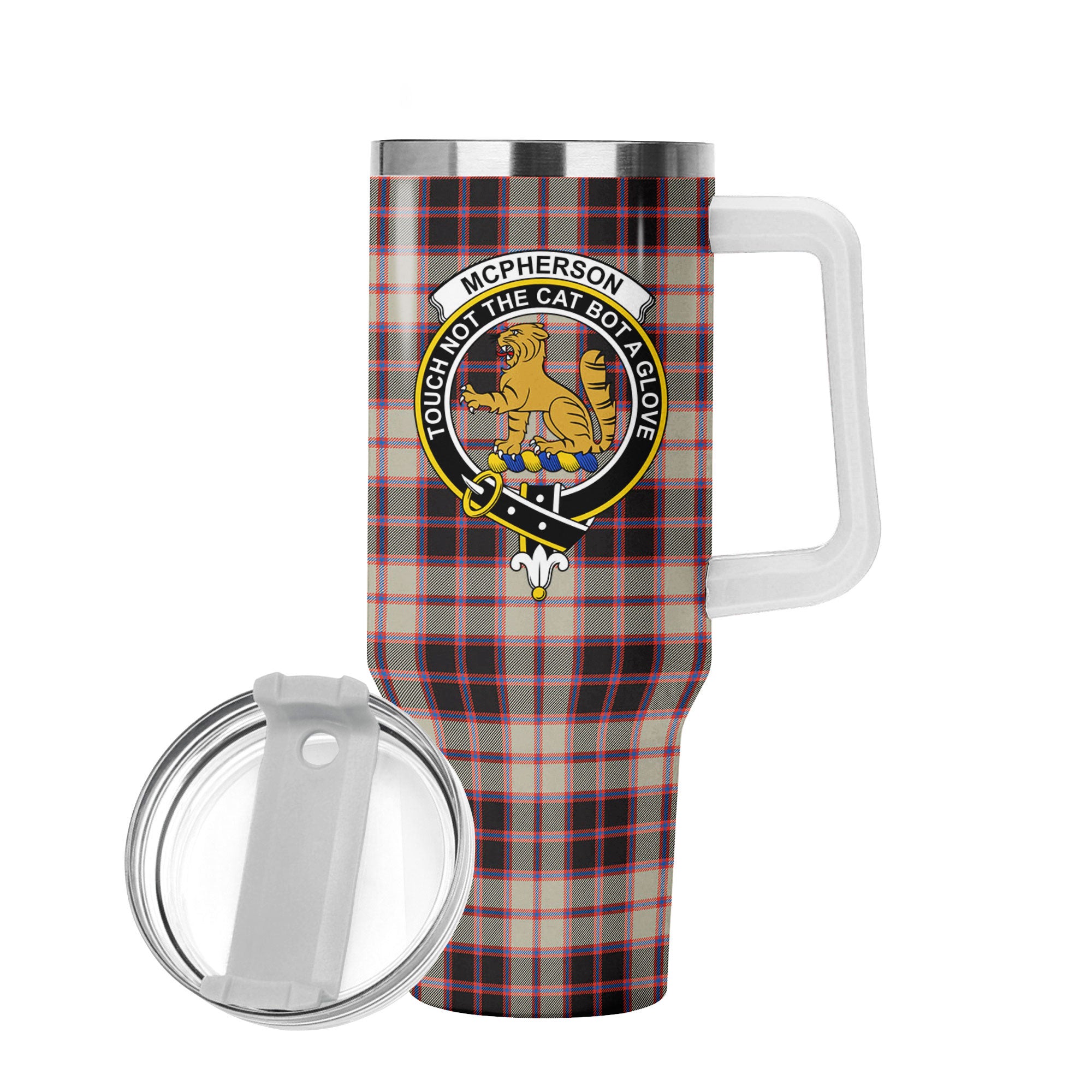 McPherson Hunting Ancient Tartan Crest 40 oz Insulated Tumbler with Handle