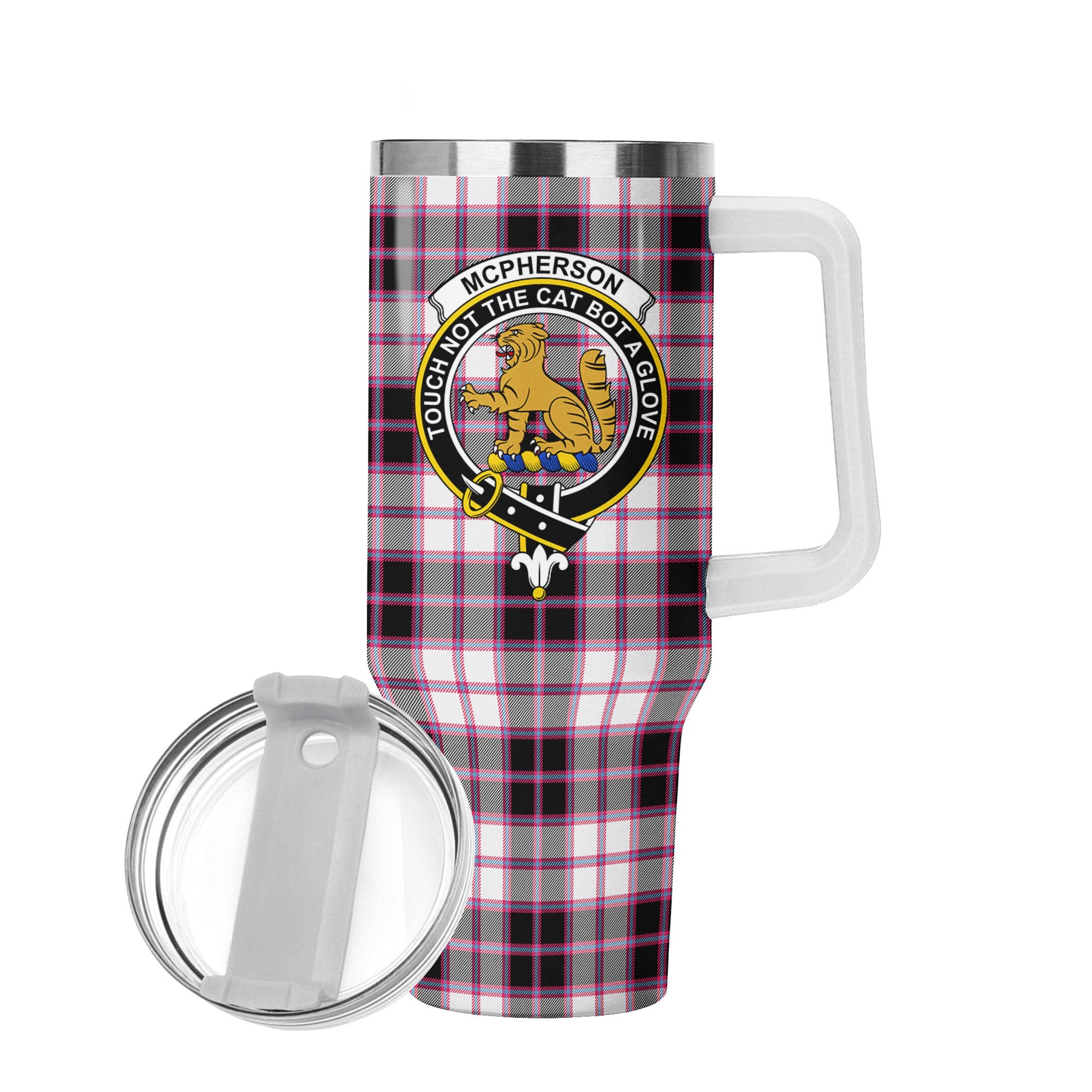 McPherson Hunting Modern Tartan Crest 40 oz Insulated Tumbler with Handle
