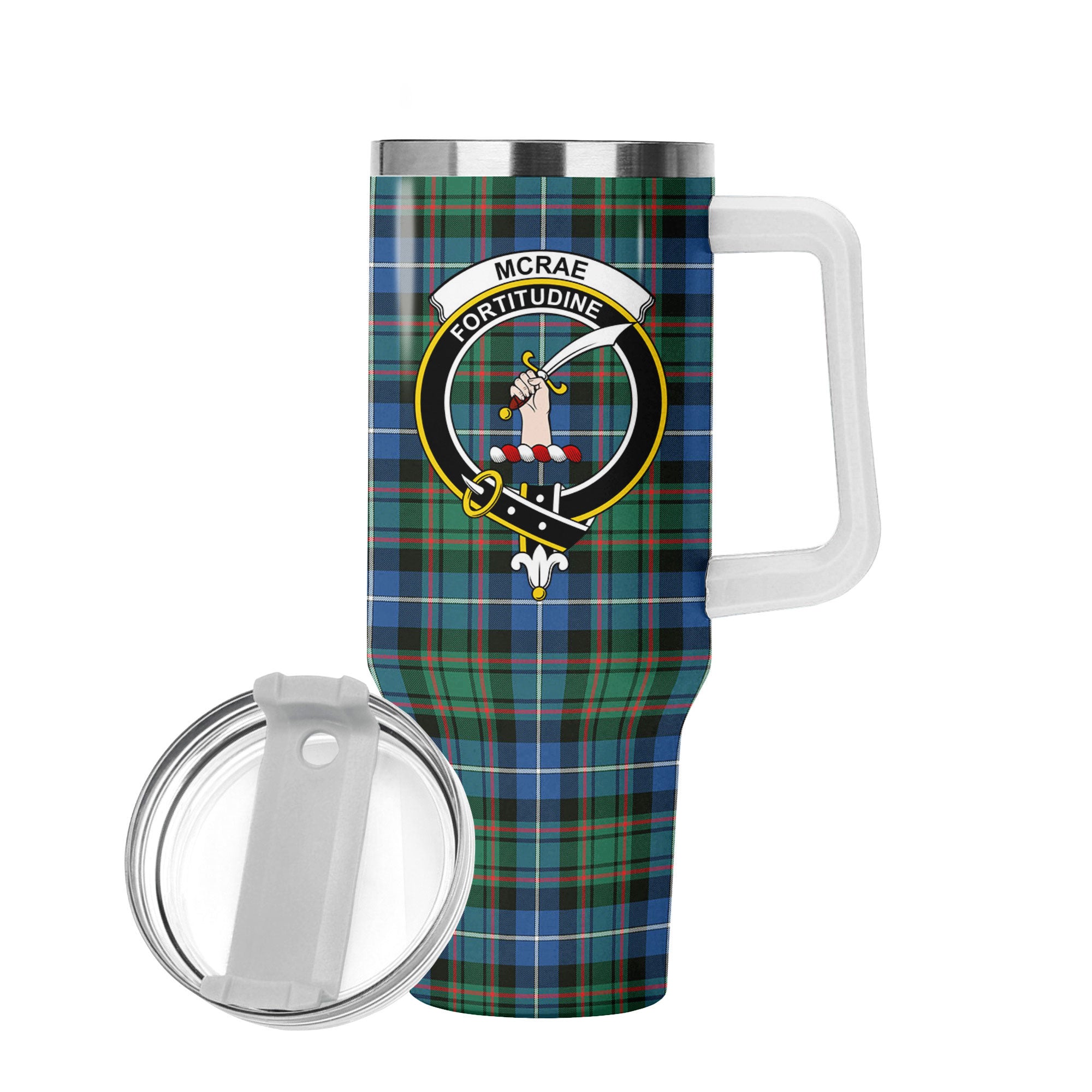 McRae Hunting Ancient Tartan Crest 40 oz Insulated Tumbler with Handle