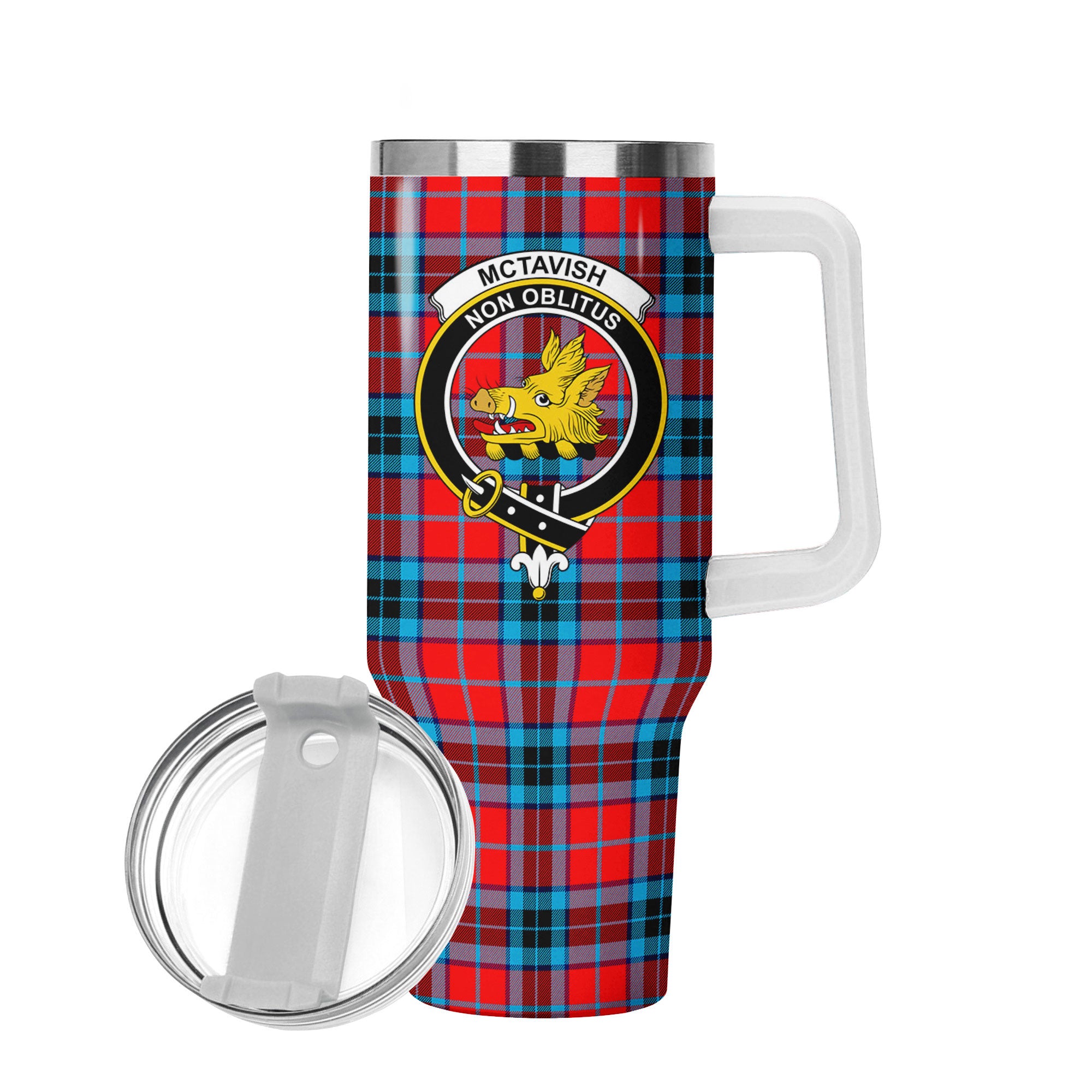 McTavish Modern Tartan Crest 40 oz Insulated Tumbler with Handle