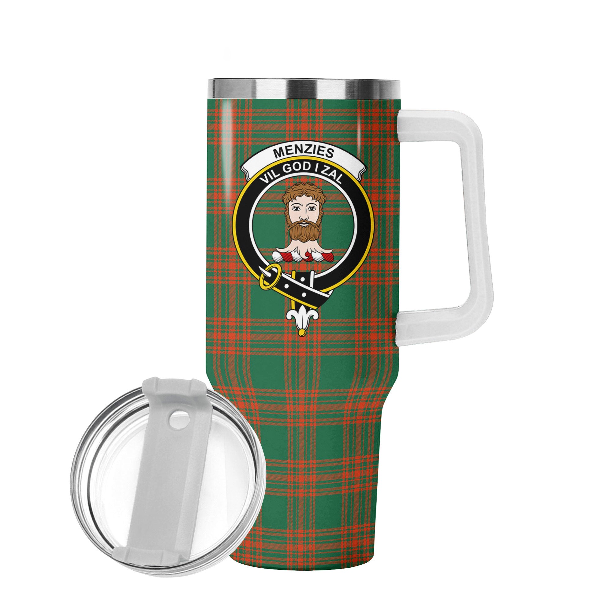 Menzies Green Ancient Tartan Crest 40 oz Insulated Tumbler with Handle
