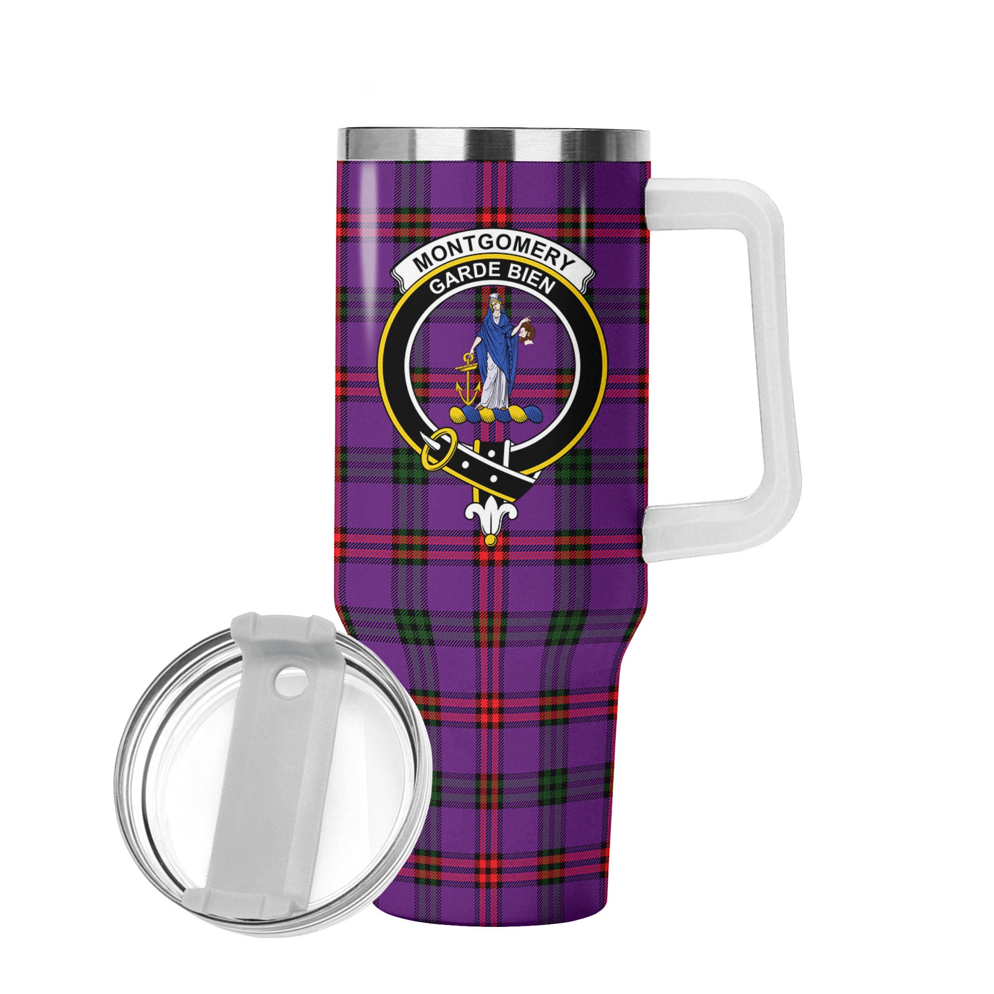 Montgomery Modern Tartan Crest 40 oz Insulated Tumbler with Handle