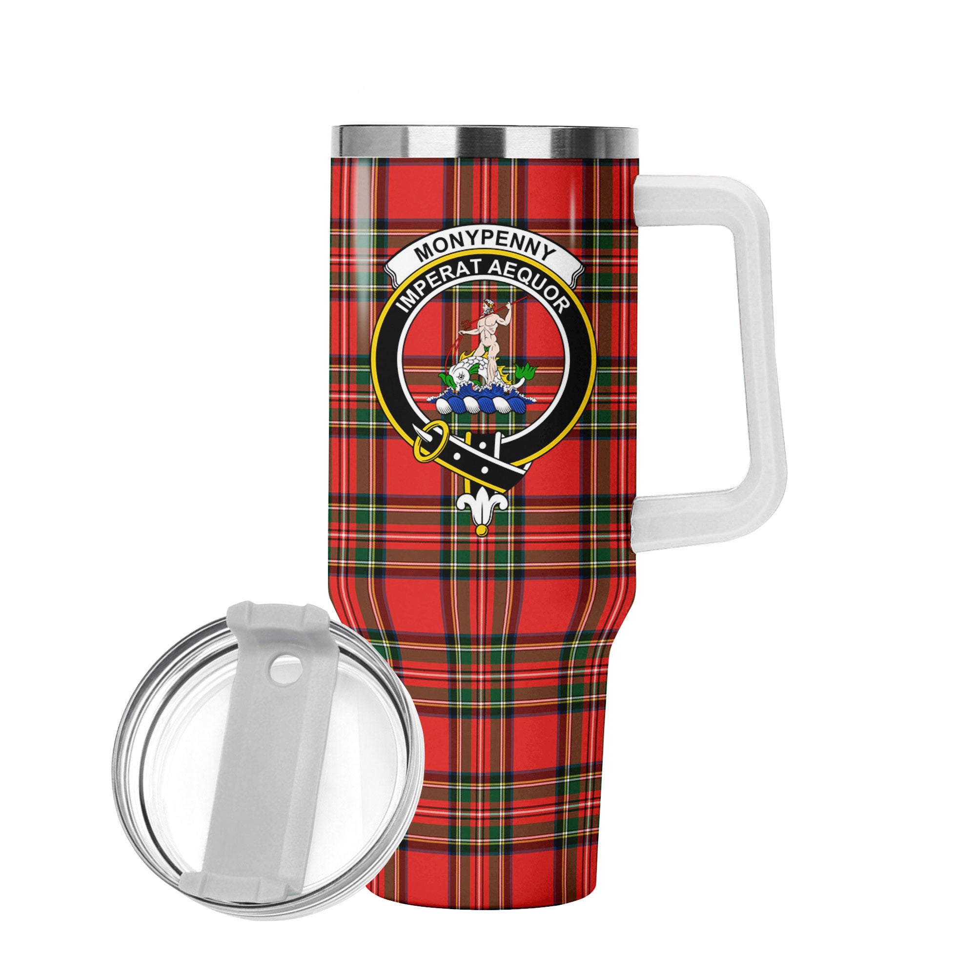 Monypenny Tartan Crest 40 oz Insulated Tumbler with Handle