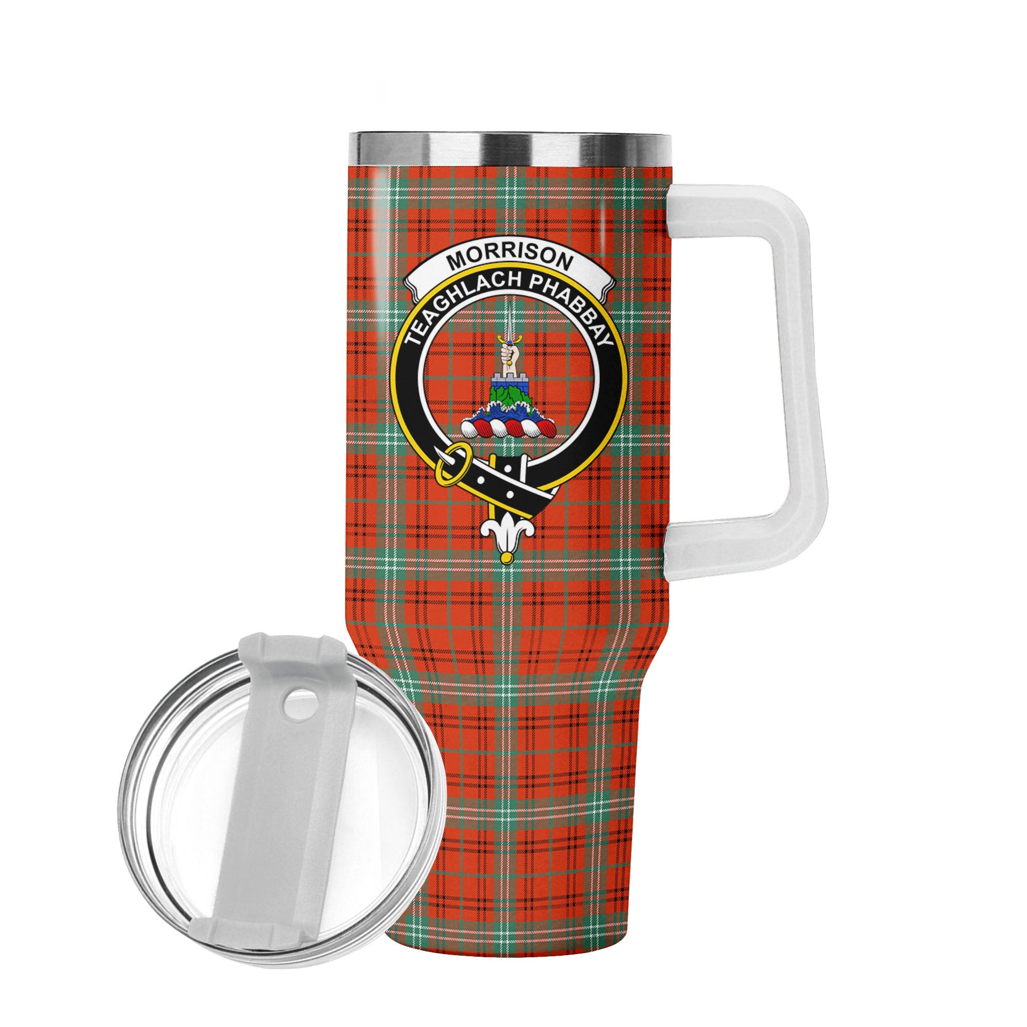 Morrison Red Ancient Tartan Crest 40 oz Insulated Tumbler with Handle