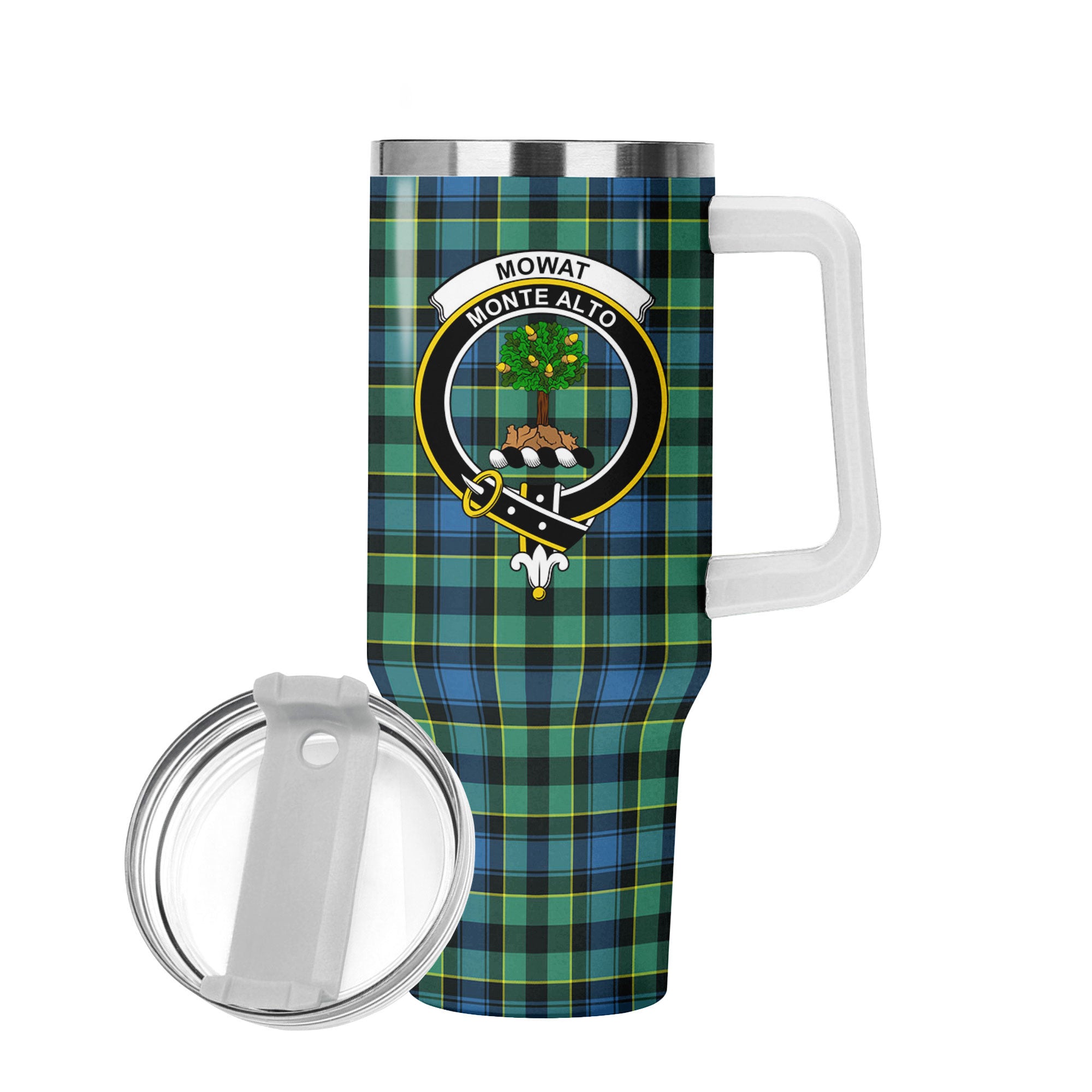 Mowat Ancient Tartan Crest 40 oz Insulated Tumbler with Handle