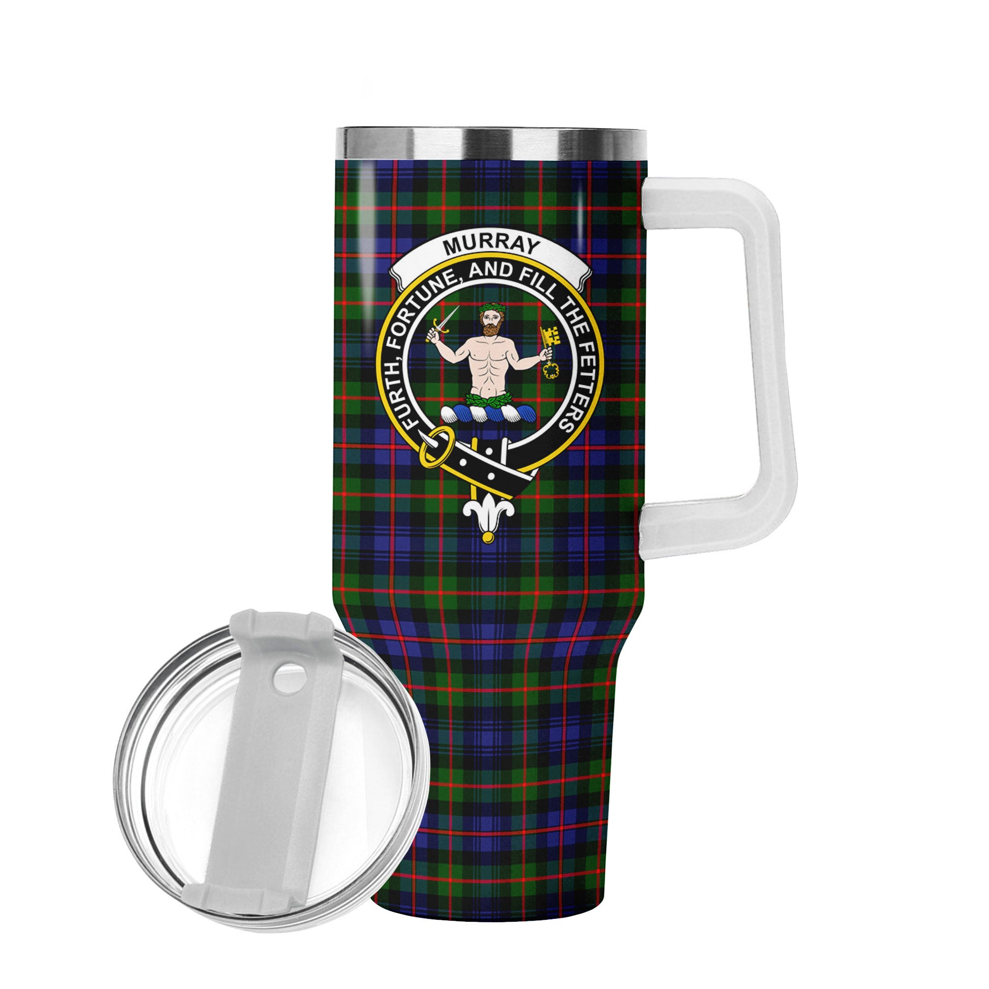 Murray of Atholl Modern Tartan Crest 40 oz Insulated Tumbler with Handle