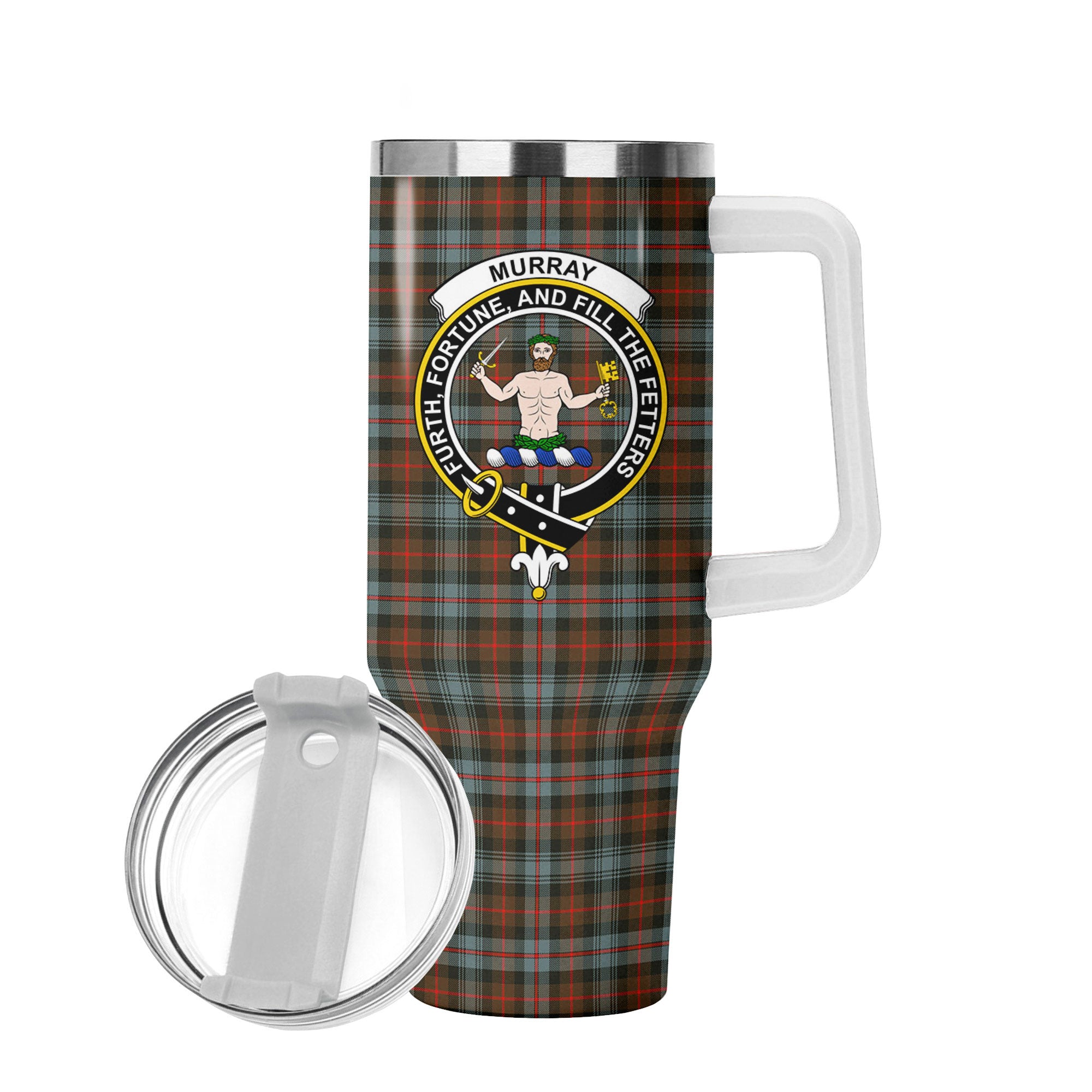 Murray of Atholl Weathered Tartan Crest 40 oz Insulated Tumbler with Handle