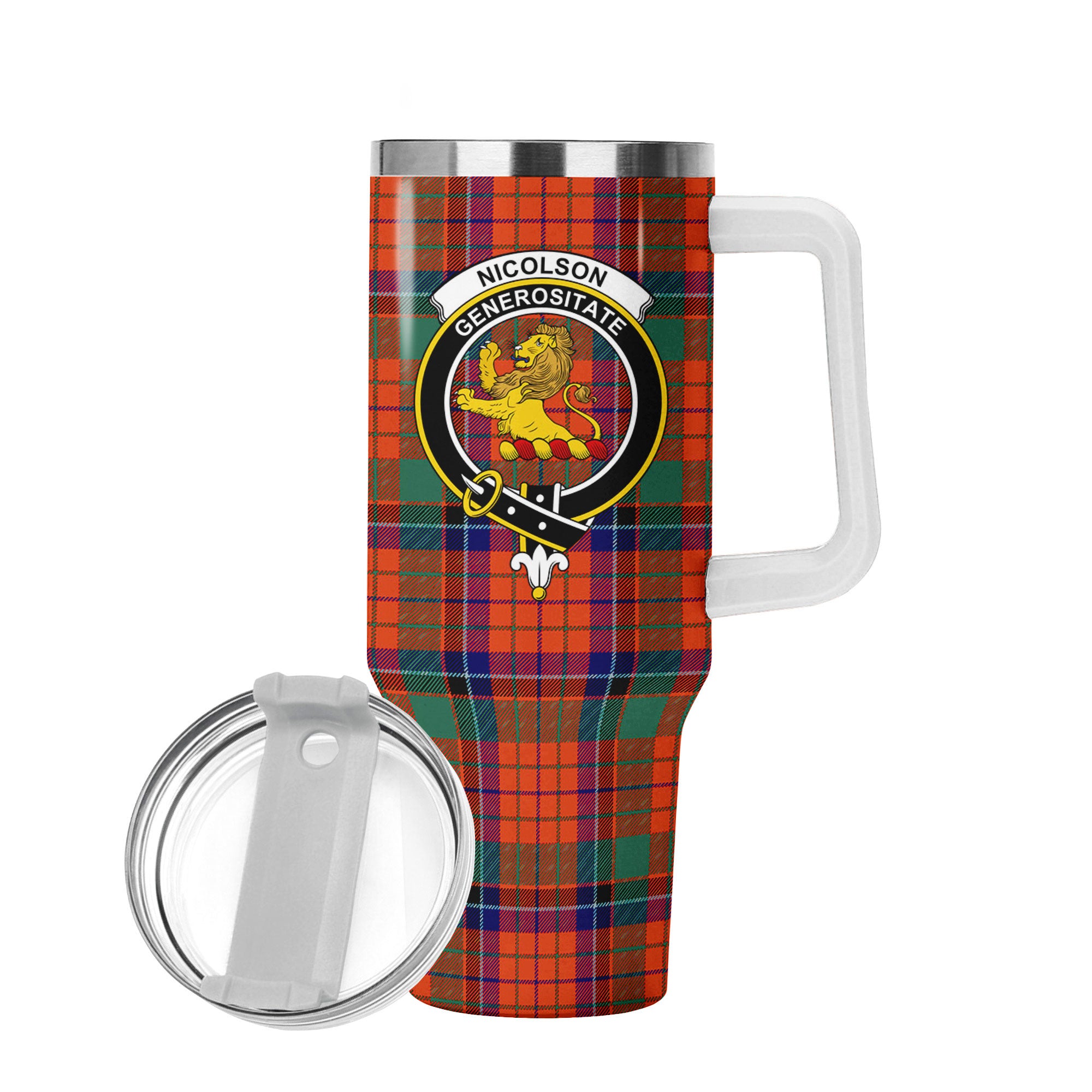 Nicolson Ancient Old Tartan Crest 40 oz Insulated Tumbler with Handle