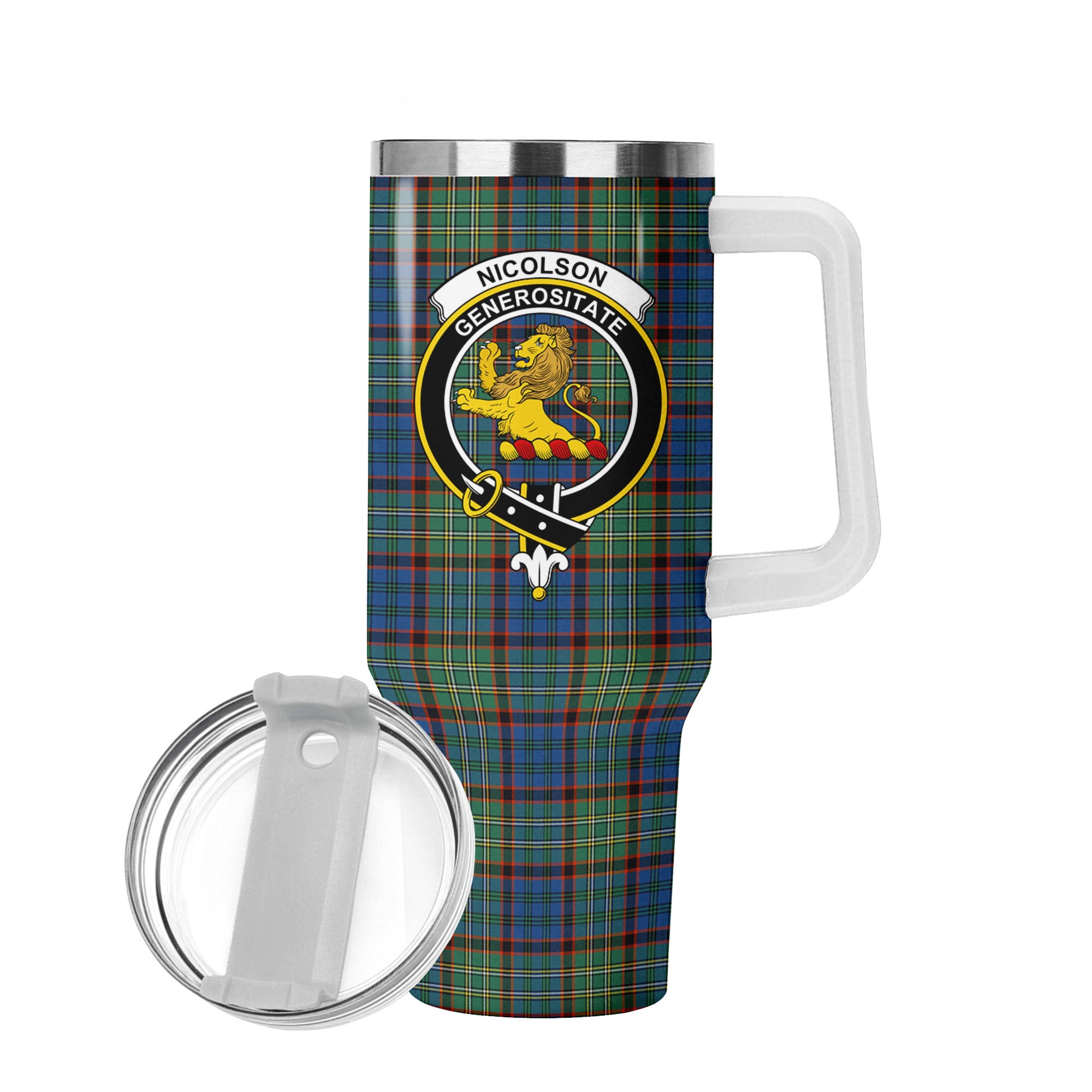 Nicolson Hunting Ancient Tartan Crest 40 oz Insulated Tumbler with Handle