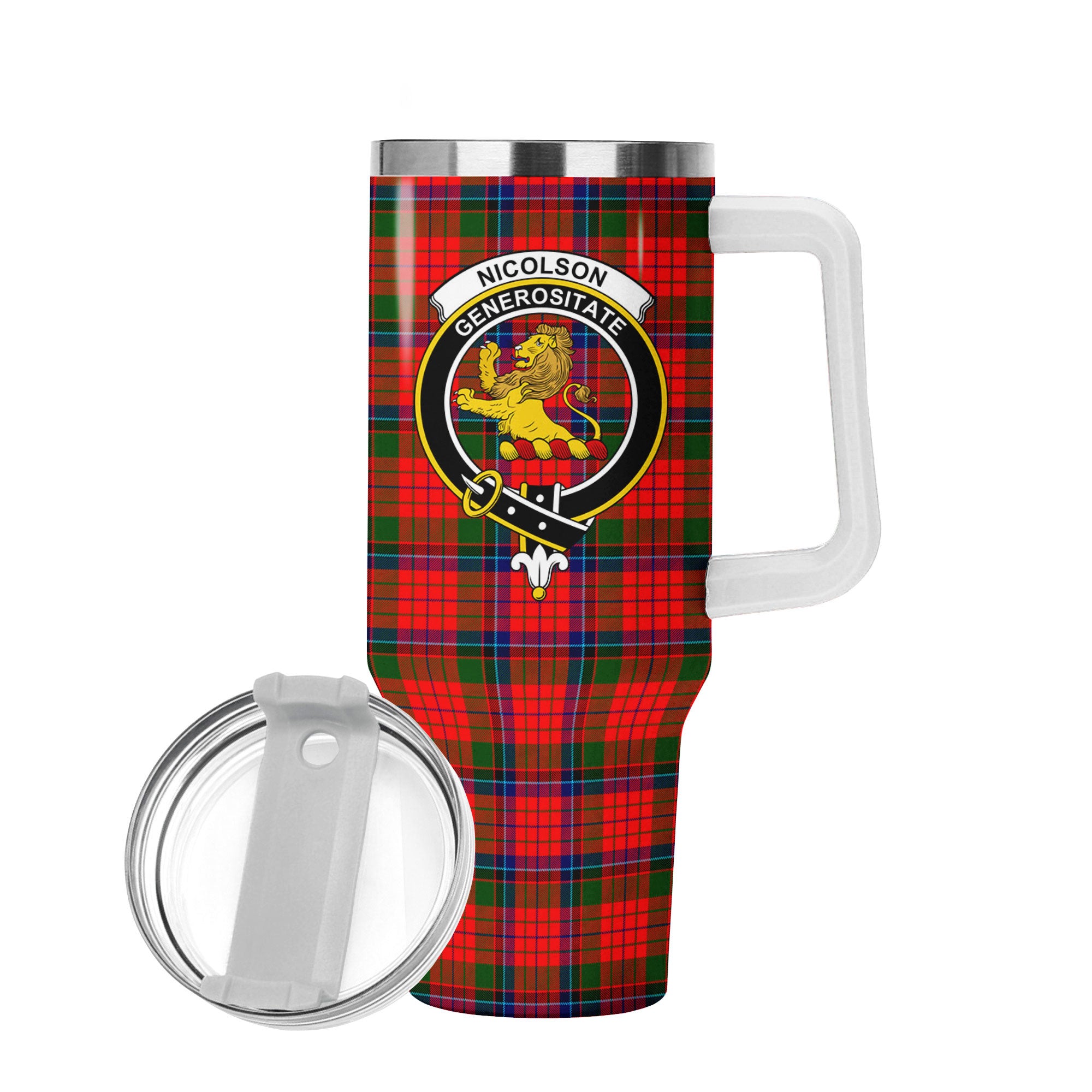 Nicolson Modern Tartan Crest 40 oz Insulated Tumbler with Handle
