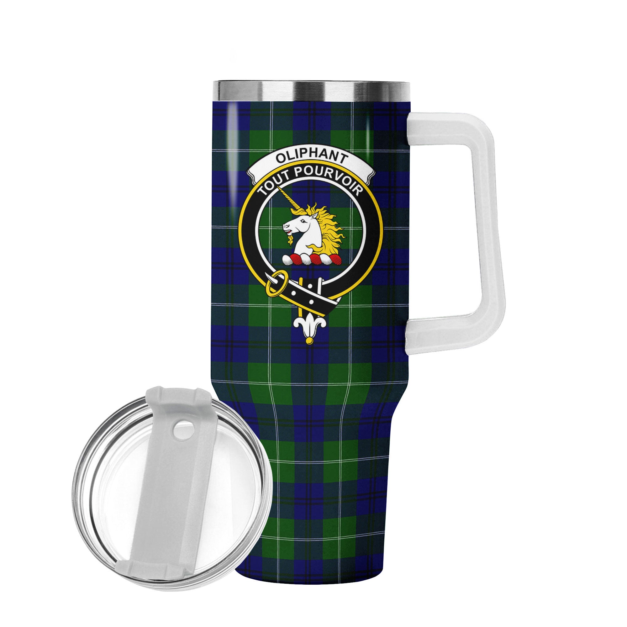 Oliphant Modern Tartan Crest 40 oz Insulated Tumbler with Handle