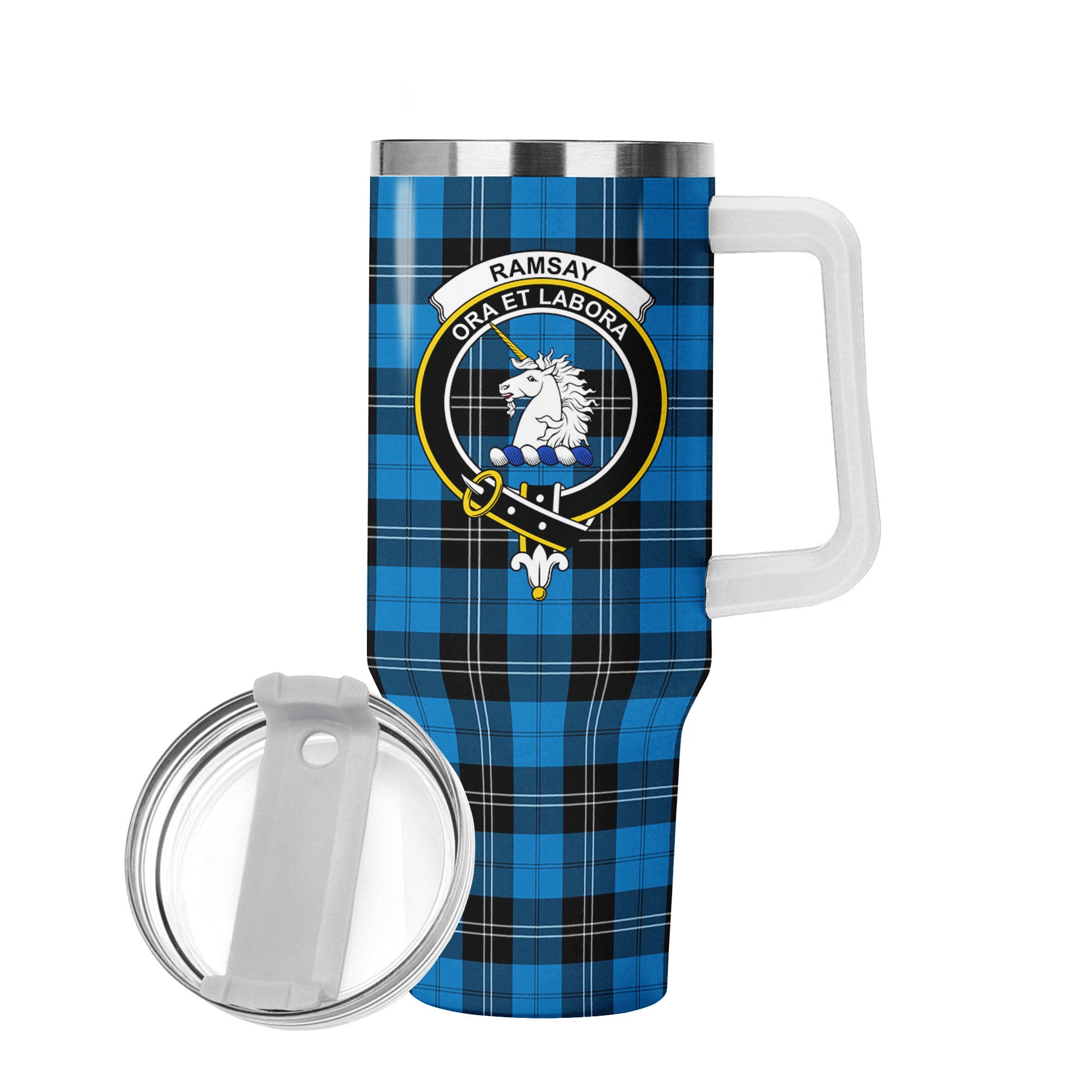 Ramsay Blue Ancient Tartan Crest 40 oz Insulated Tumbler with Handle