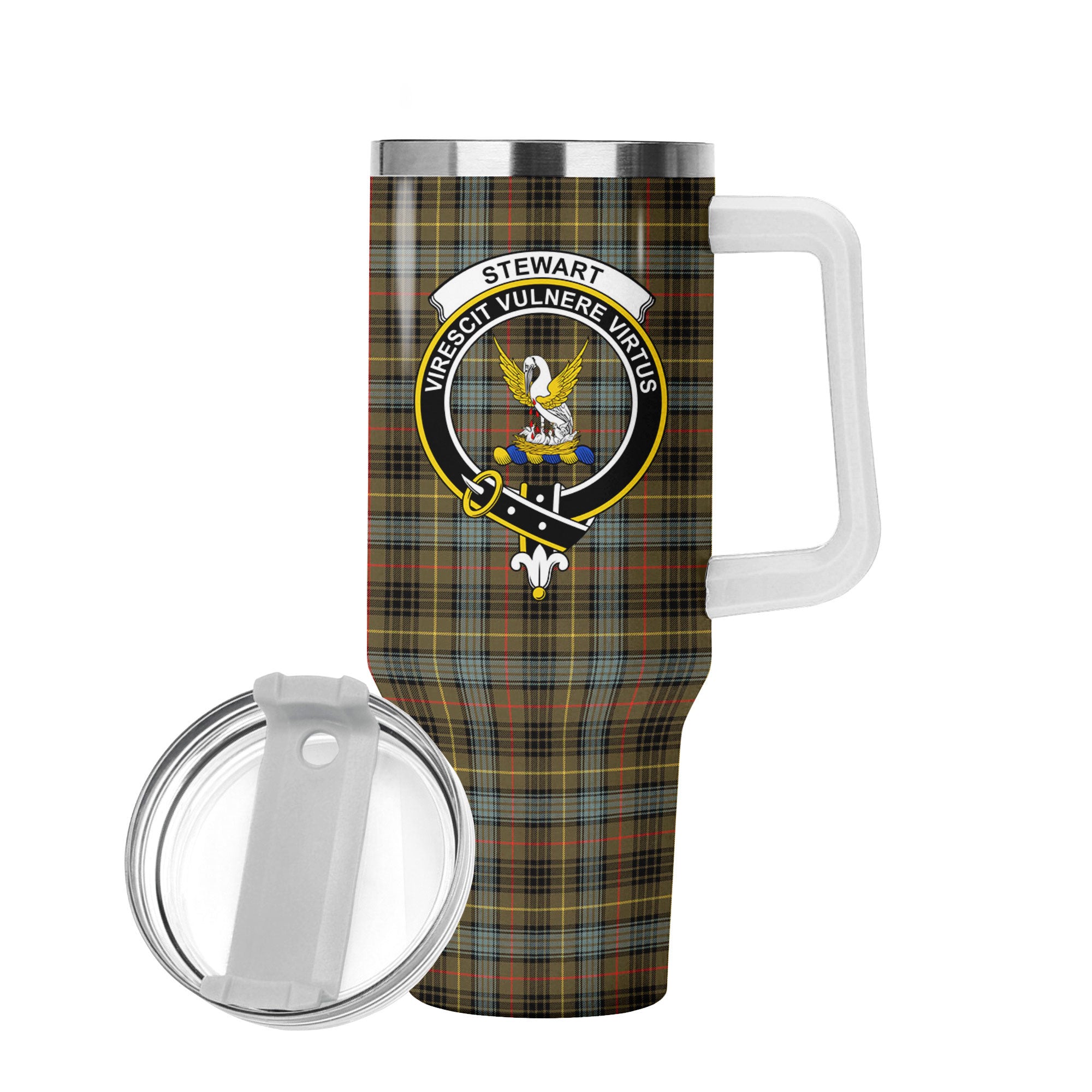 Stewart Hunting Weathered Tartan Crest 40 oz Insulated Tumbler with Handle