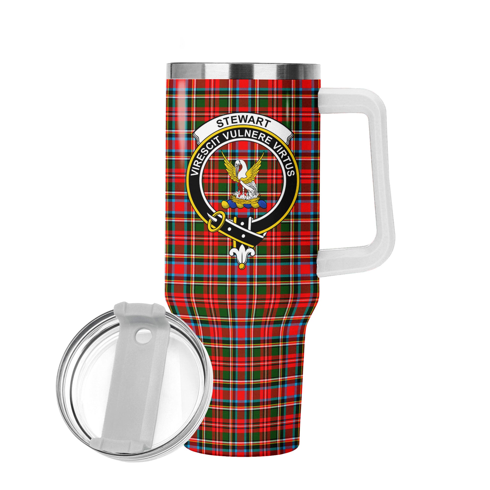 Stewart Royal Tartan Crest 40 oz Insulated Tumbler with Handle