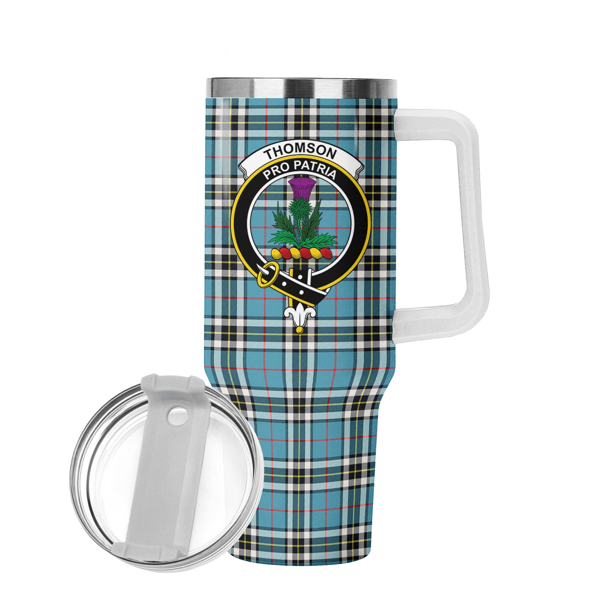 Thomson Blue Tartan Crest 40 oz Insulated Tumbler with Handle
