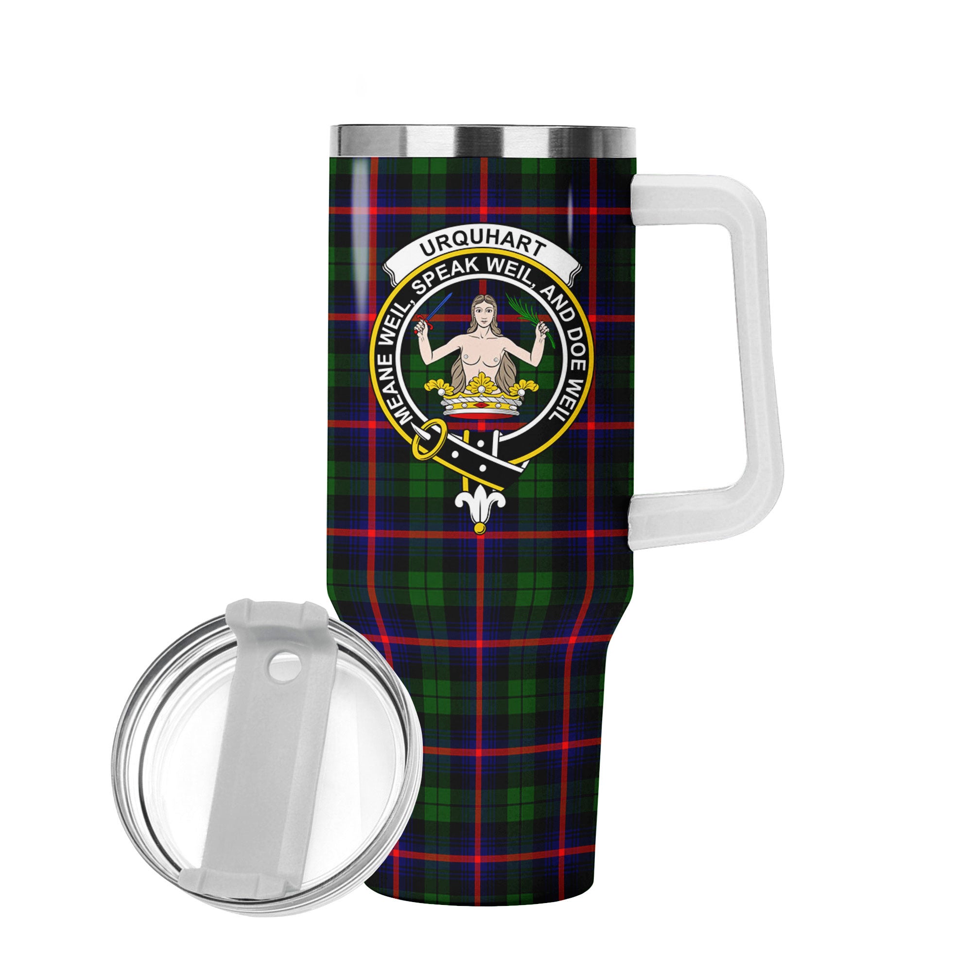 Urquhart Modern Tartan Crest 40 oz Insulated Tumbler with Handle