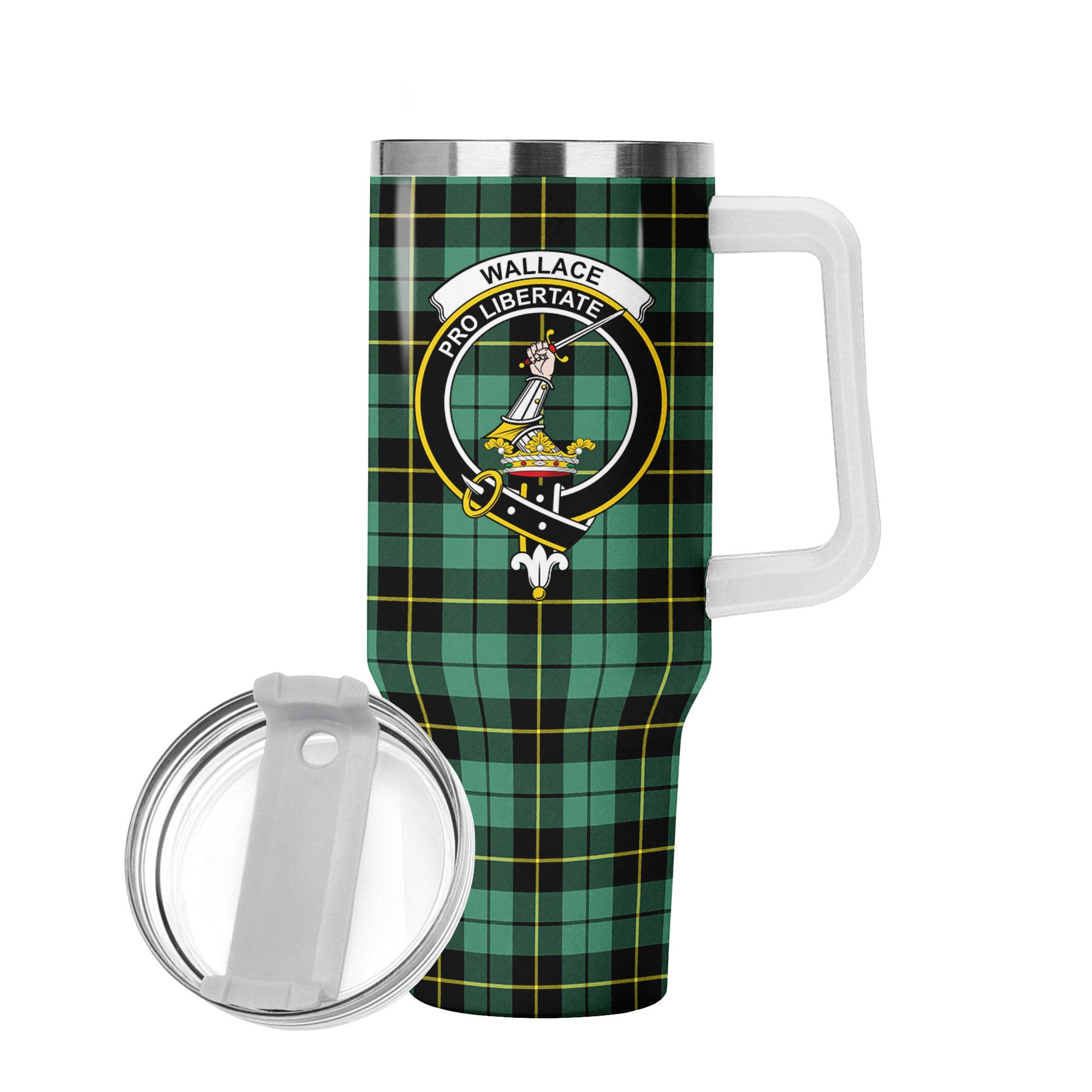 Wallace Hunting Ancient Tartan Crest 40 oz Insulated Tumbler with Handle