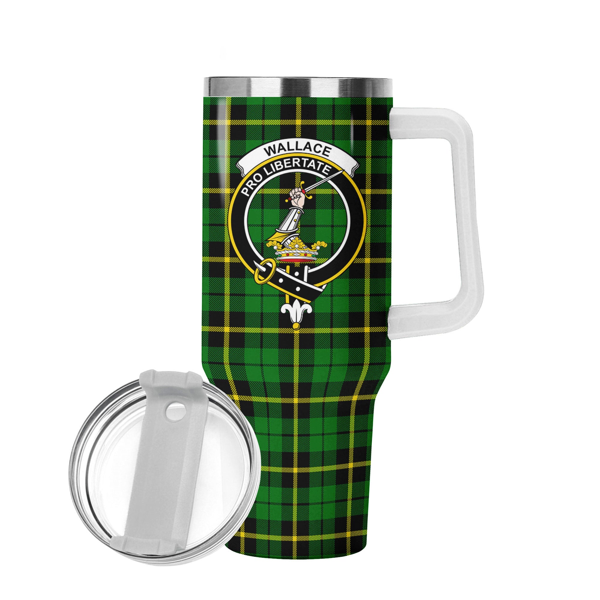 Wallace Hunting Modern Tartan Crest 40 oz Insulated Tumbler with Handle