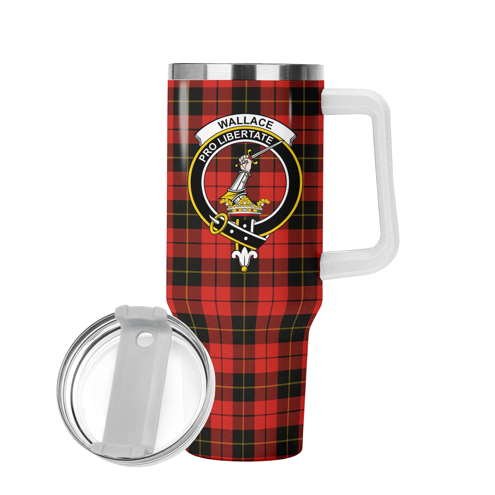 Wallace Weathered Tartan Crest 40 oz Insulated Tumbler with Handle