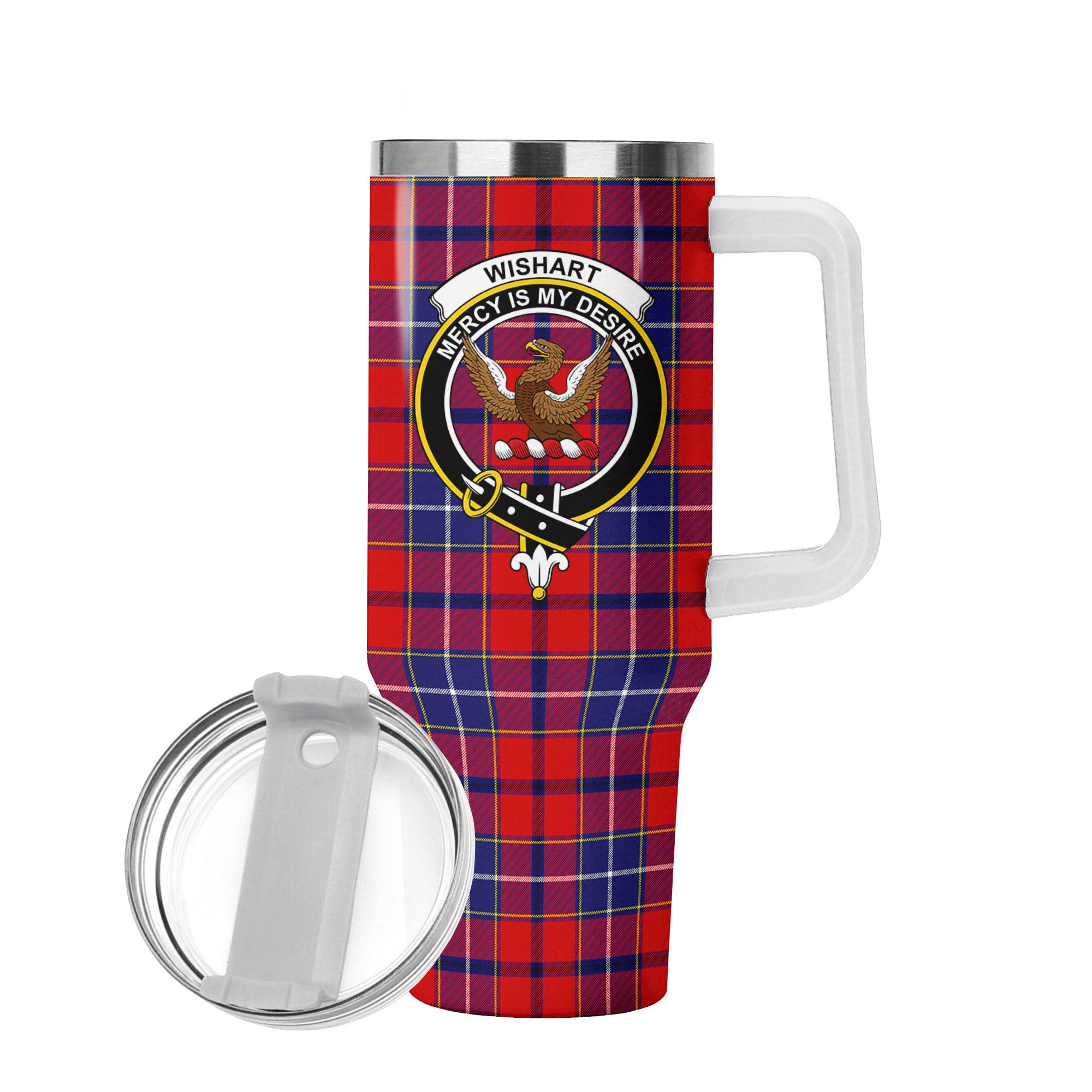 Wishart Dress Tartan Crest 40 oz Insulated Tumbler with Handle