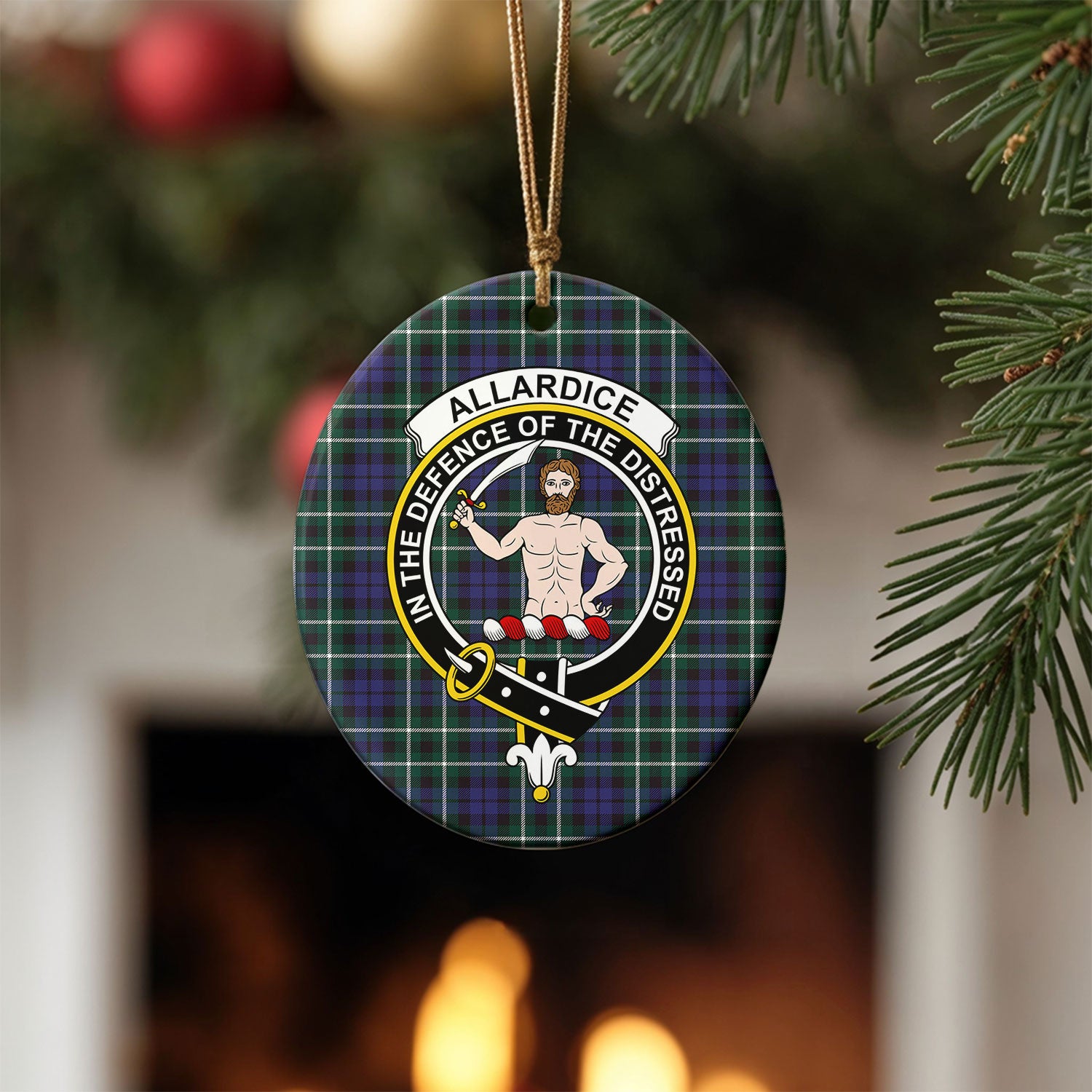 Allardice Tartan Crest Christmas Ceramic Ornament