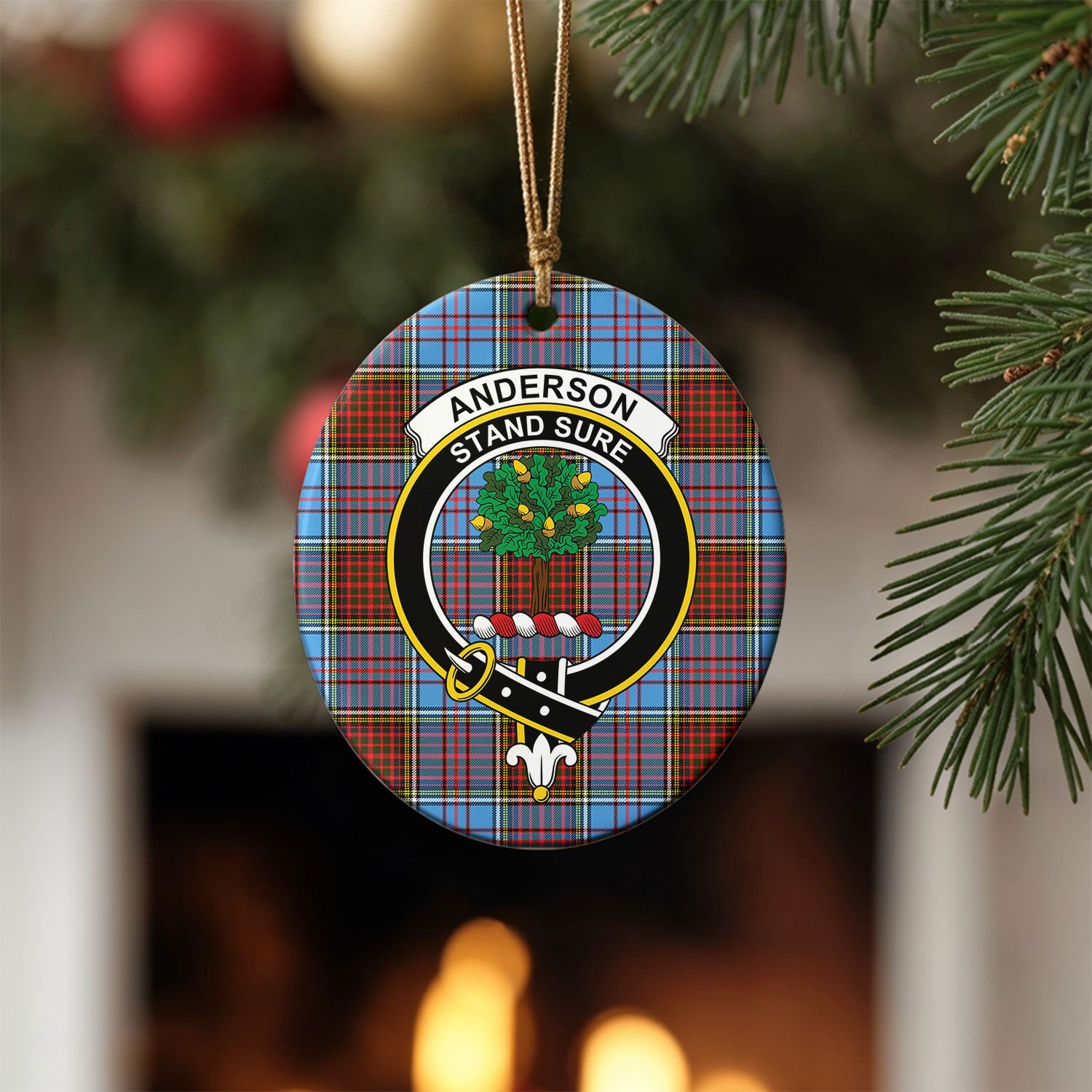 Anderson Modern Tartan Crest Christmas Ceramic Ornament