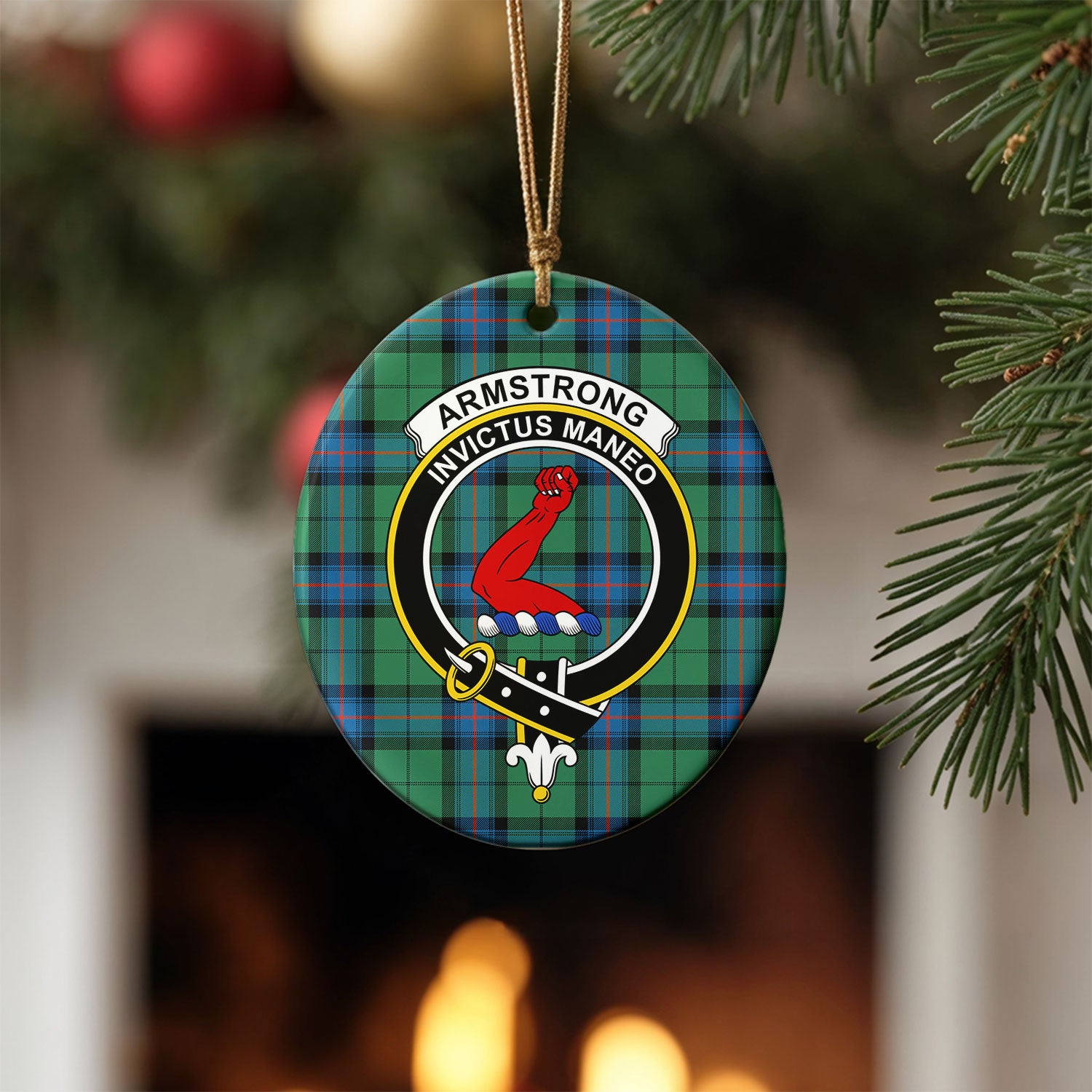 Armstrong Ancient Tartan Crest Christmas Ceramic Ornament