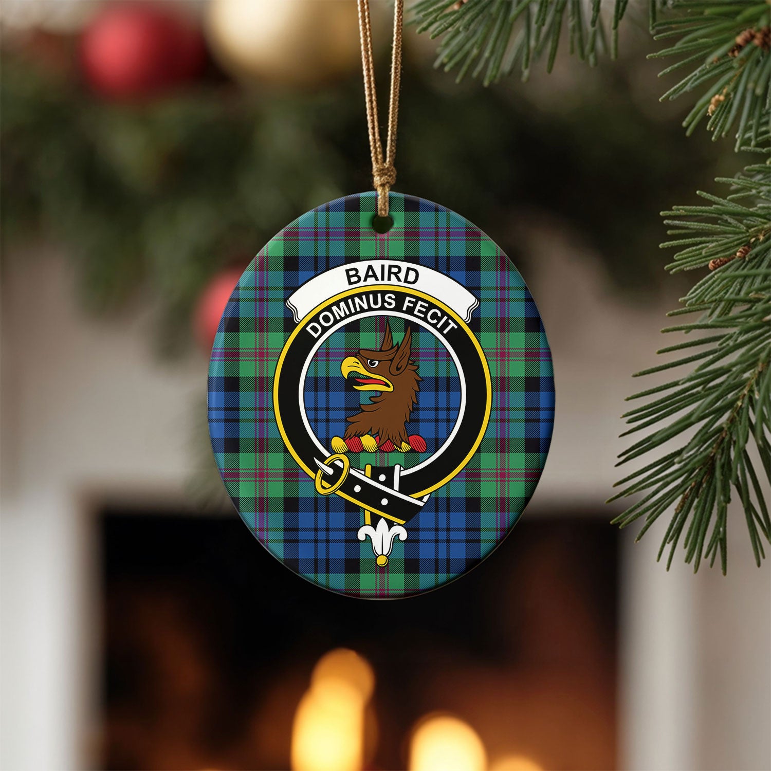 Baird Ancient Tartan Crest Christmas Ceramic Ornament