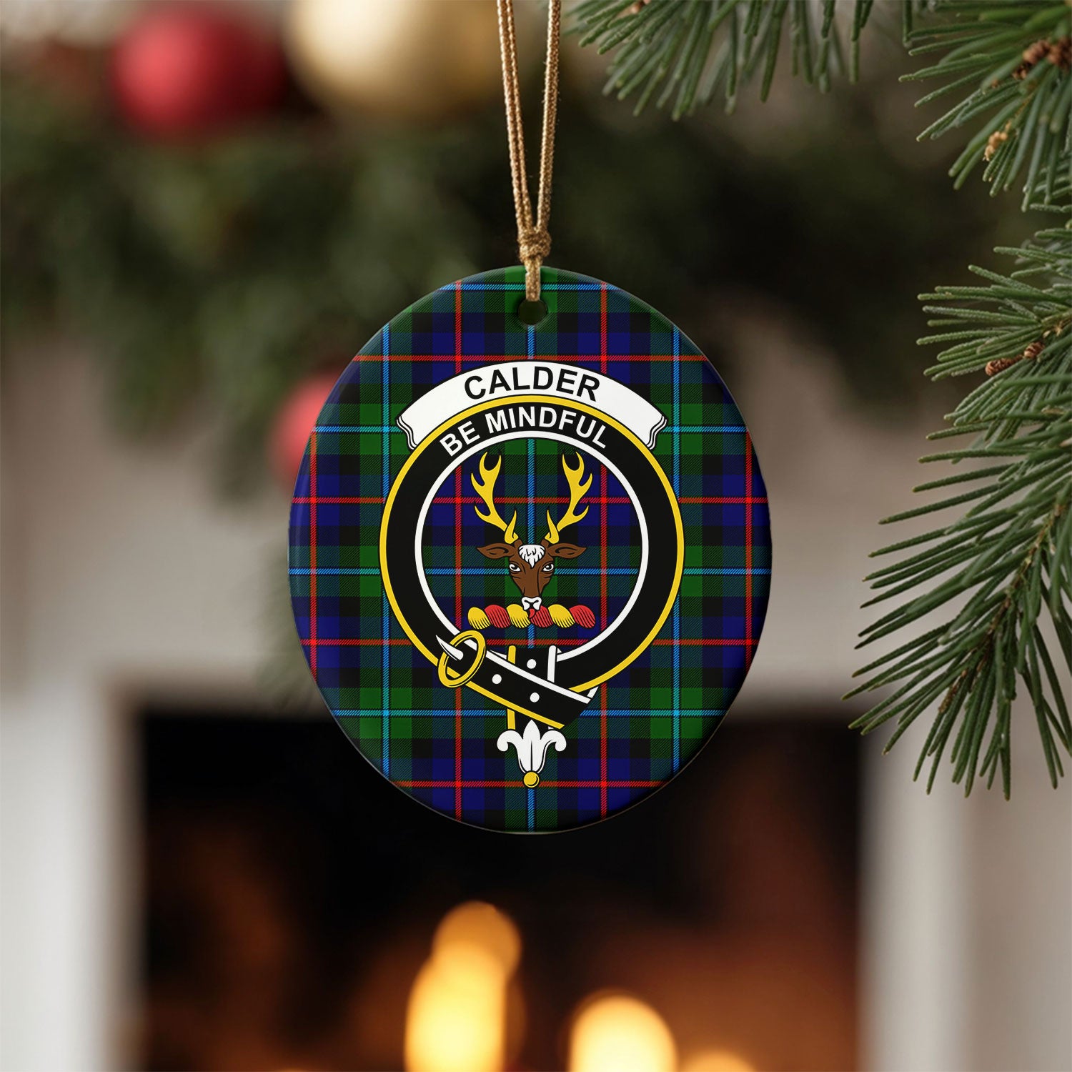 Calder Tartan Crest Christmas Ceramic Ornament