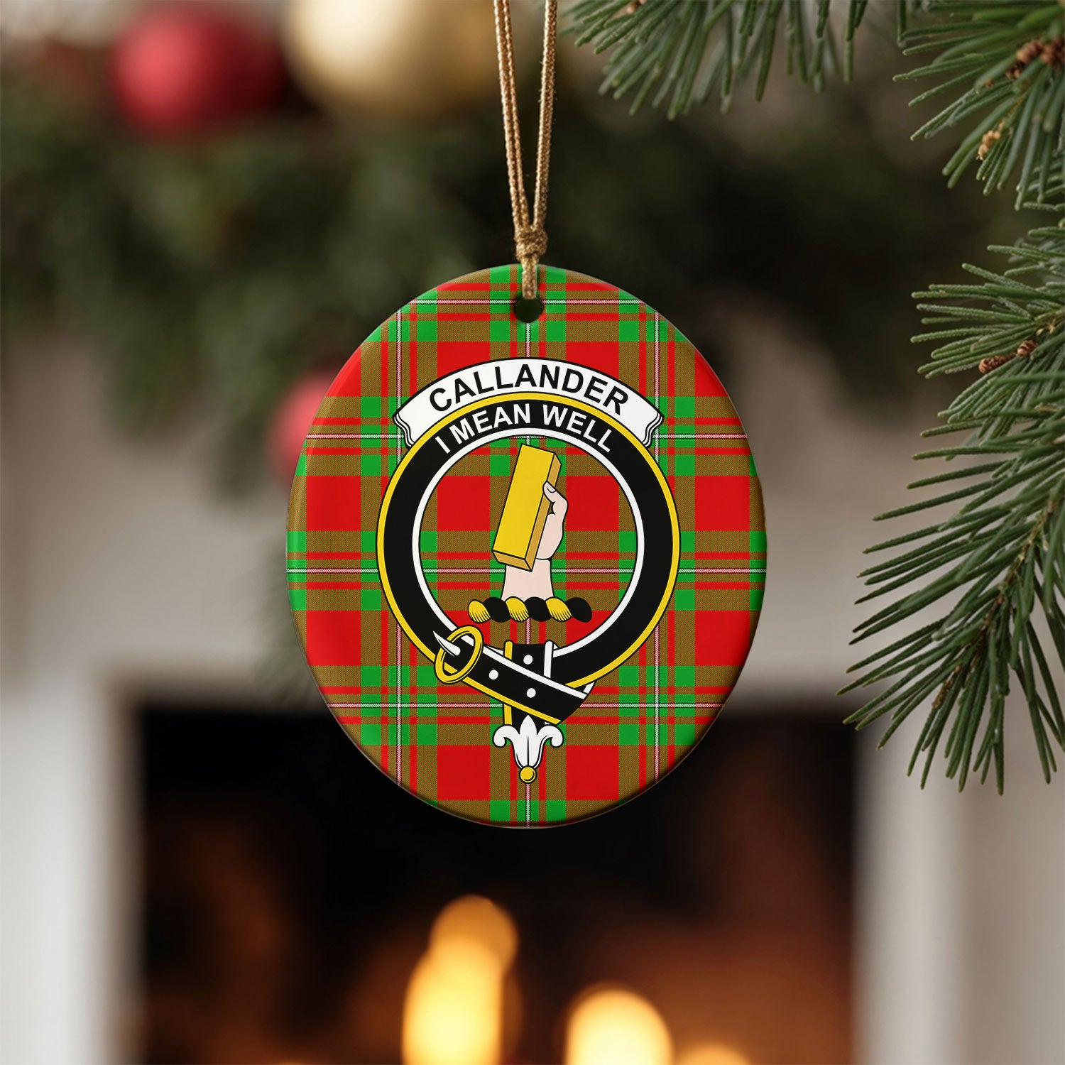 Callander Tartan Crest Christmas Ceramic Ornament