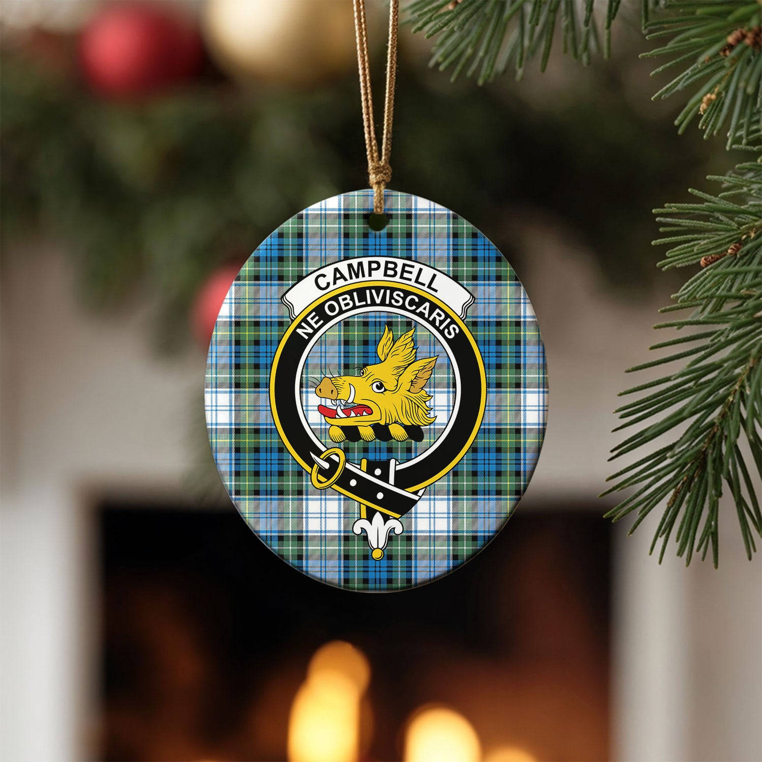 Campbell Dress Ancient Tartan Crest Christmas Ceramic Ornament