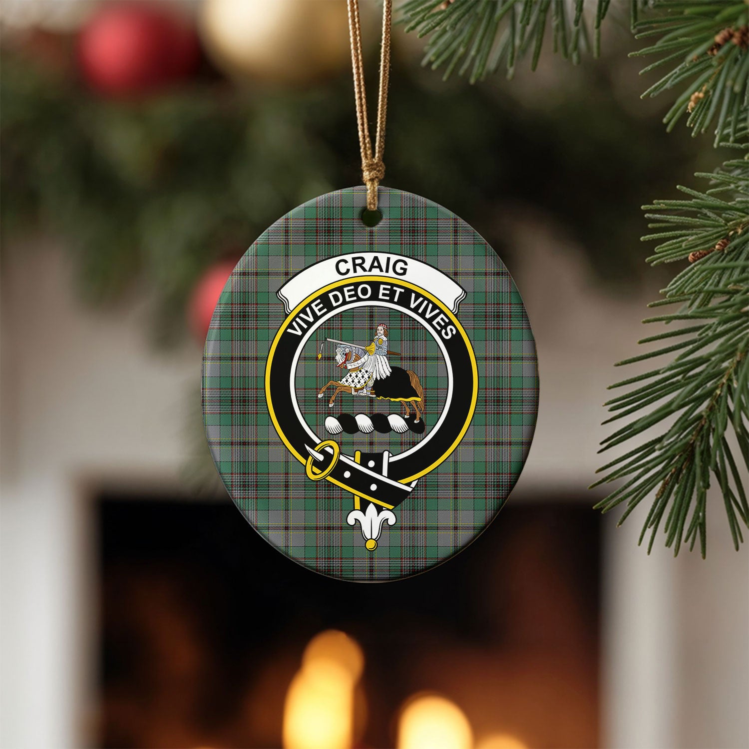 Craig Tartan Crest Christmas Ceramic Ornament
