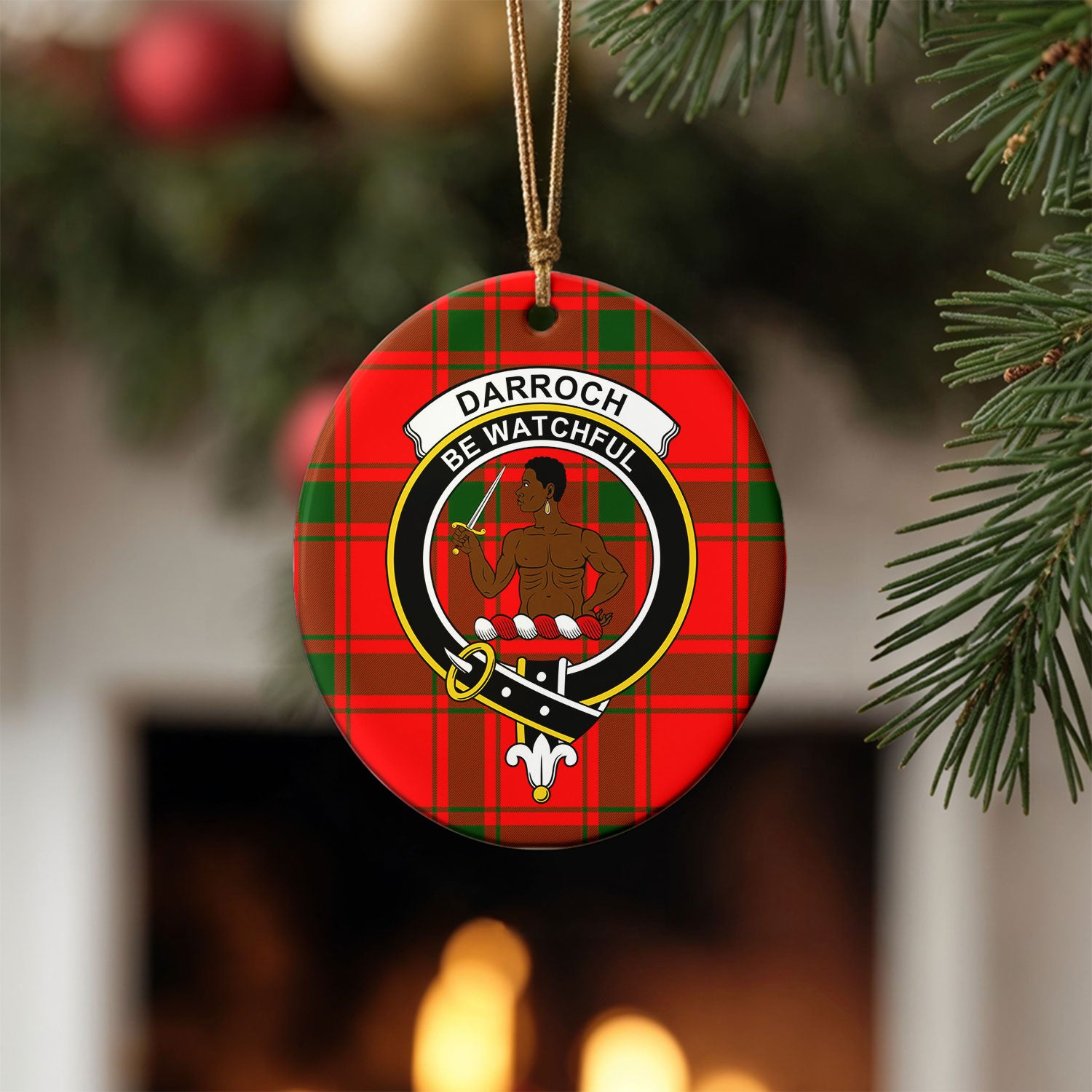 Darroch (Gourock) Tartan Crest Christmas Ceramic Ornament