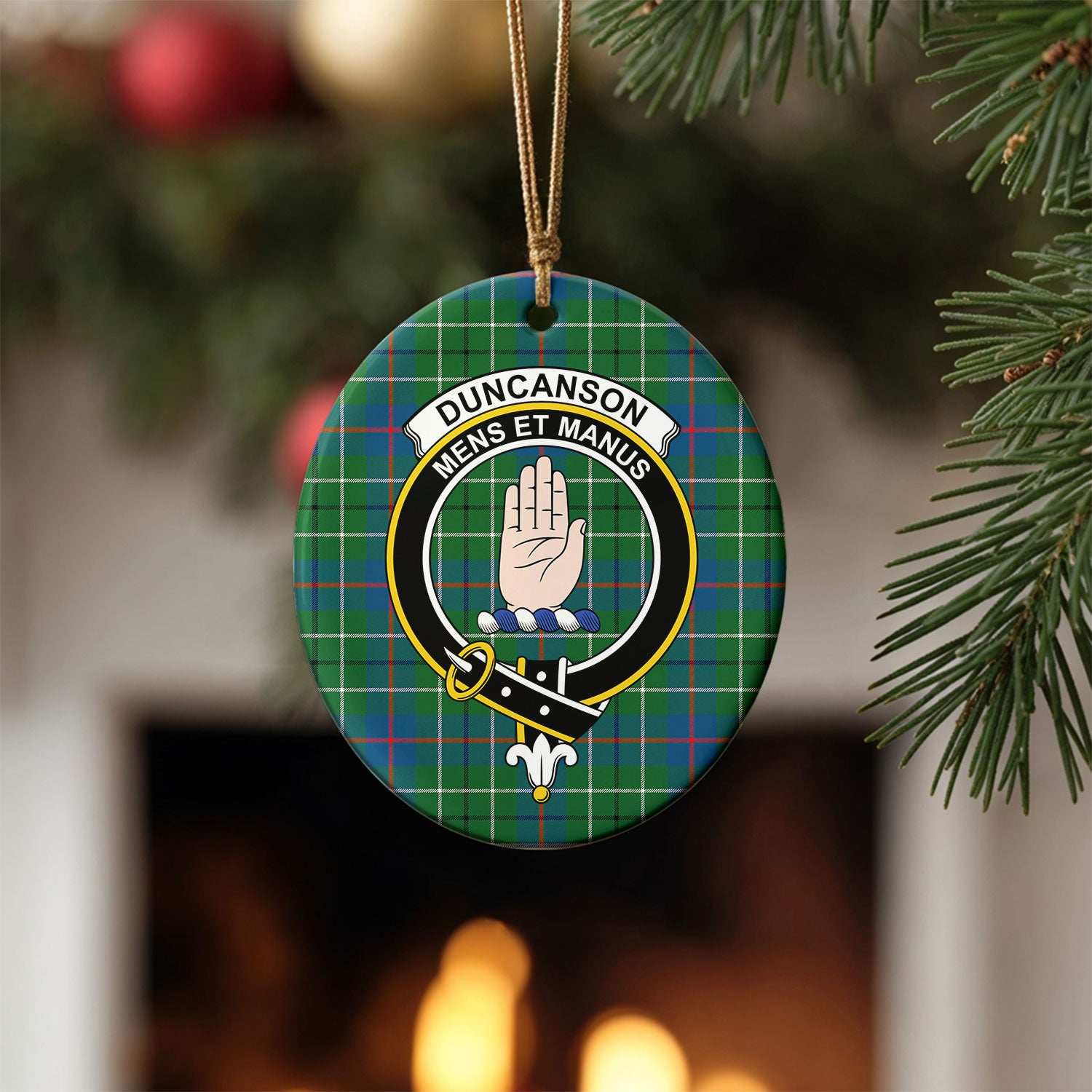 Duncanson Tartan Crest Christmas Ceramic Ornament