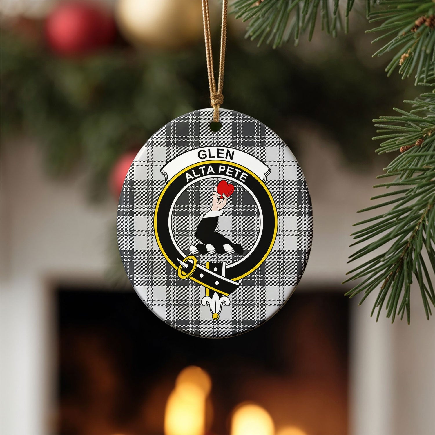 Glen Tartan Crest Christmas Ceramic Ornament