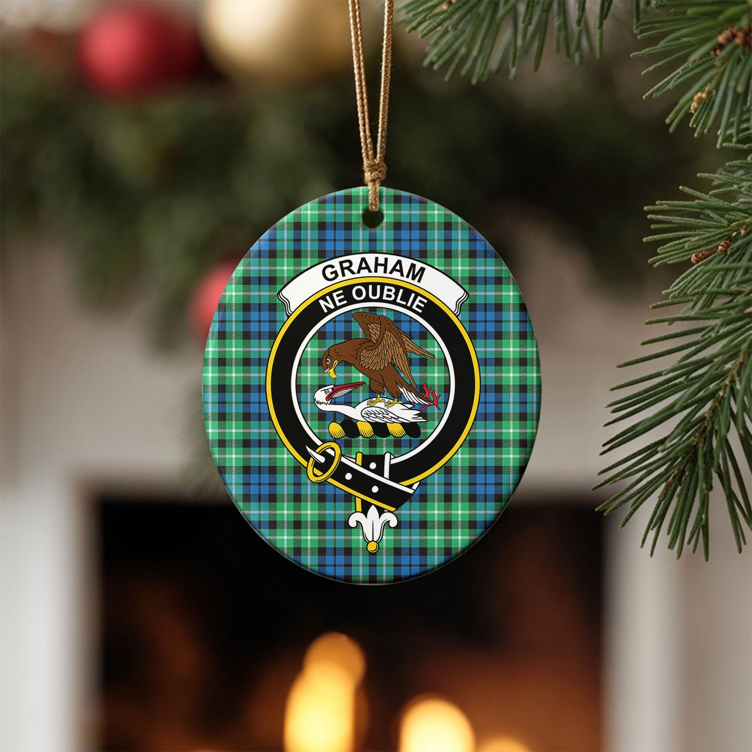 Graham of Montrose Ancient Tartan Crest Christmas Ceramic Ornament