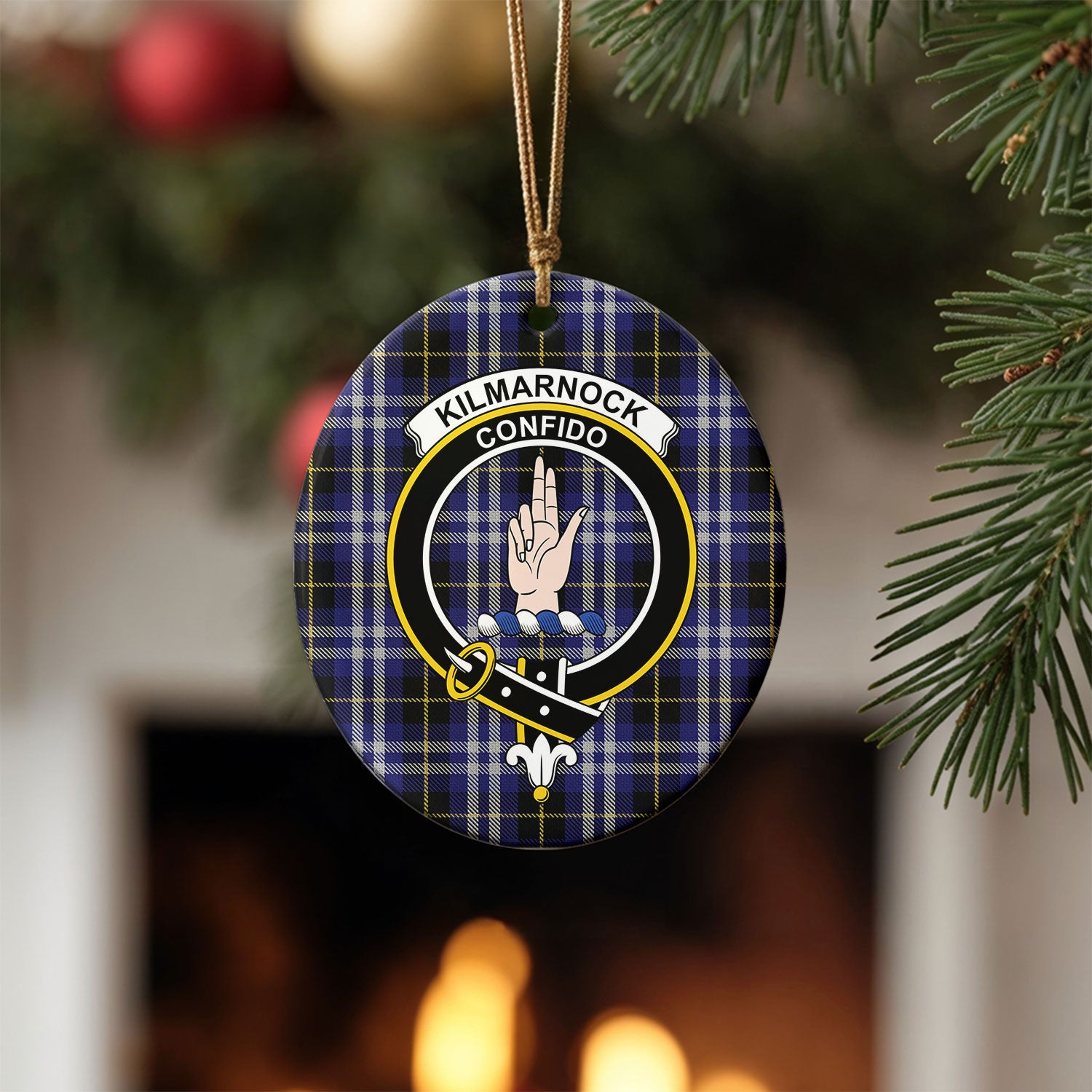 Kilmarnock Tartan Crest Christmas Ceramic Ornament