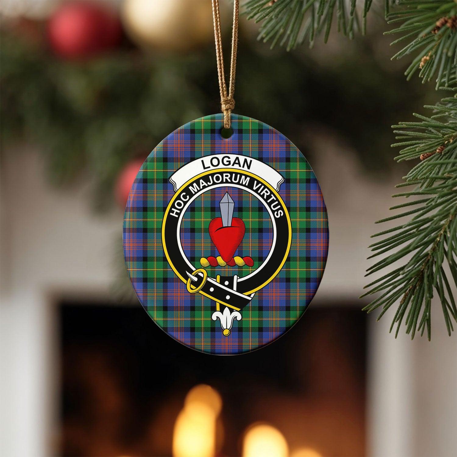 Logan Ancient Tartan Crest Christmas Ceramic Ornament