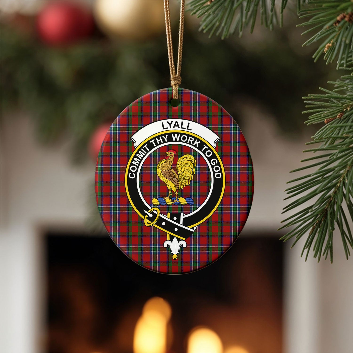 Lyall Tartan Crest Christmas Ceramic Ornament