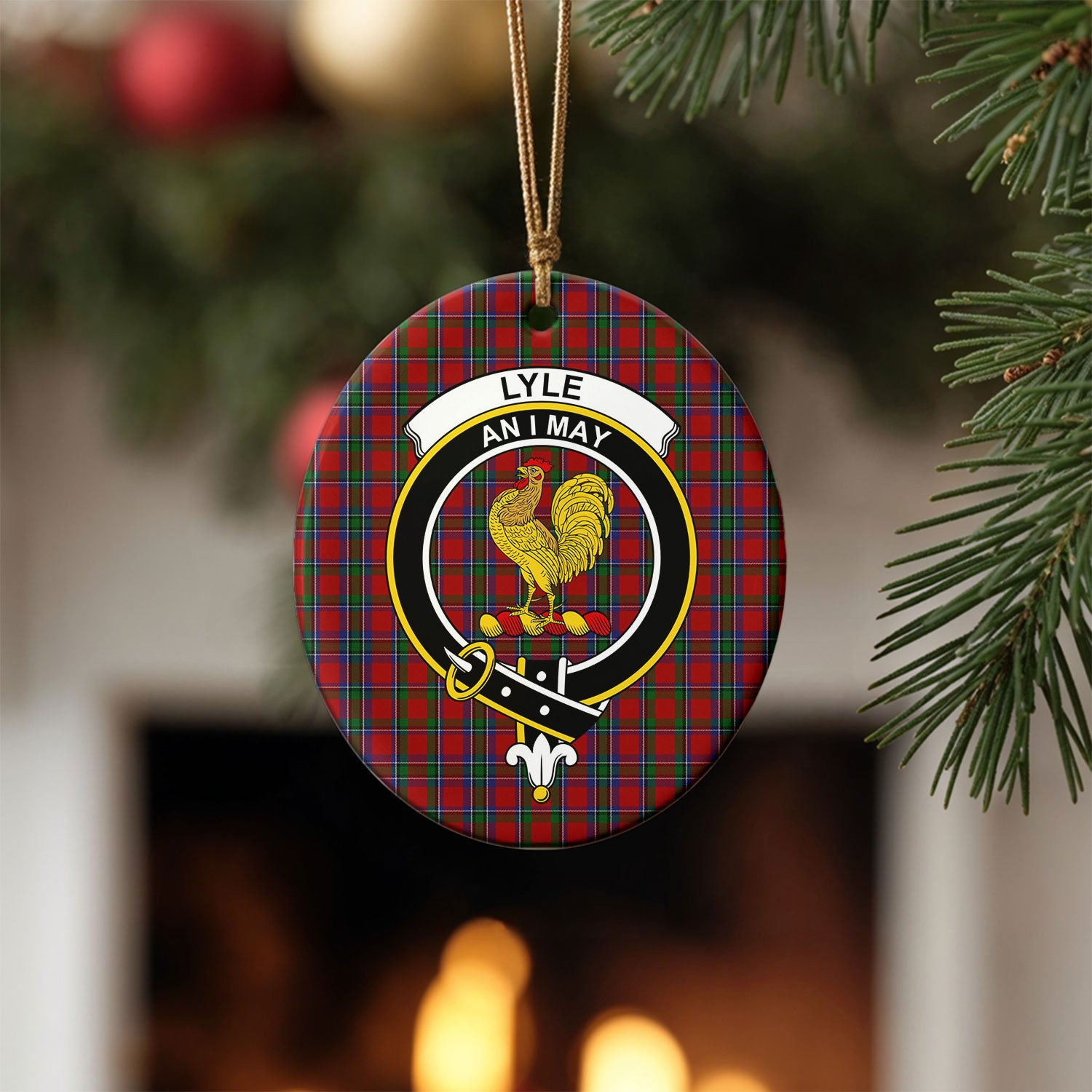 Lyle Tartan Crest Christmas Ceramic Ornament