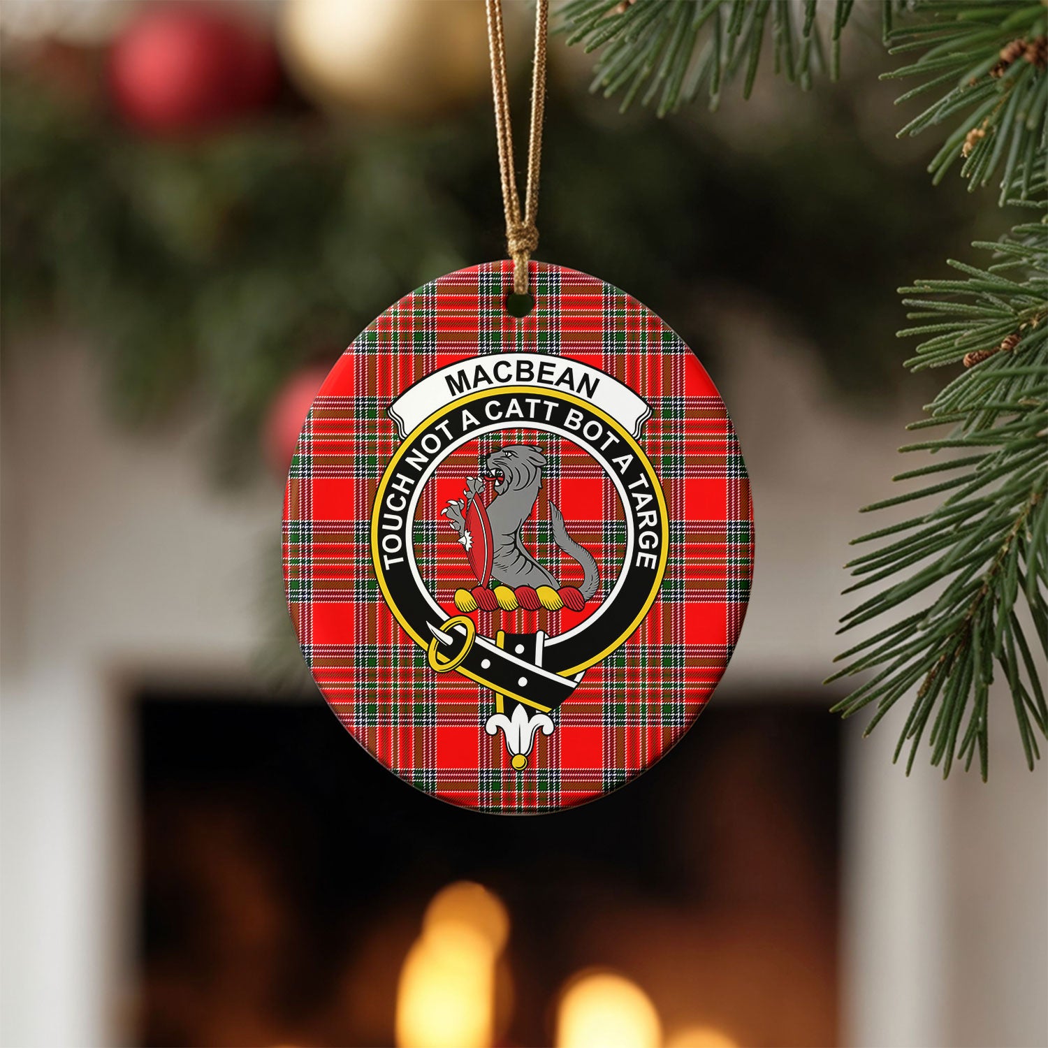 MacBean Tartan Crest Christmas Ceramic Ornament